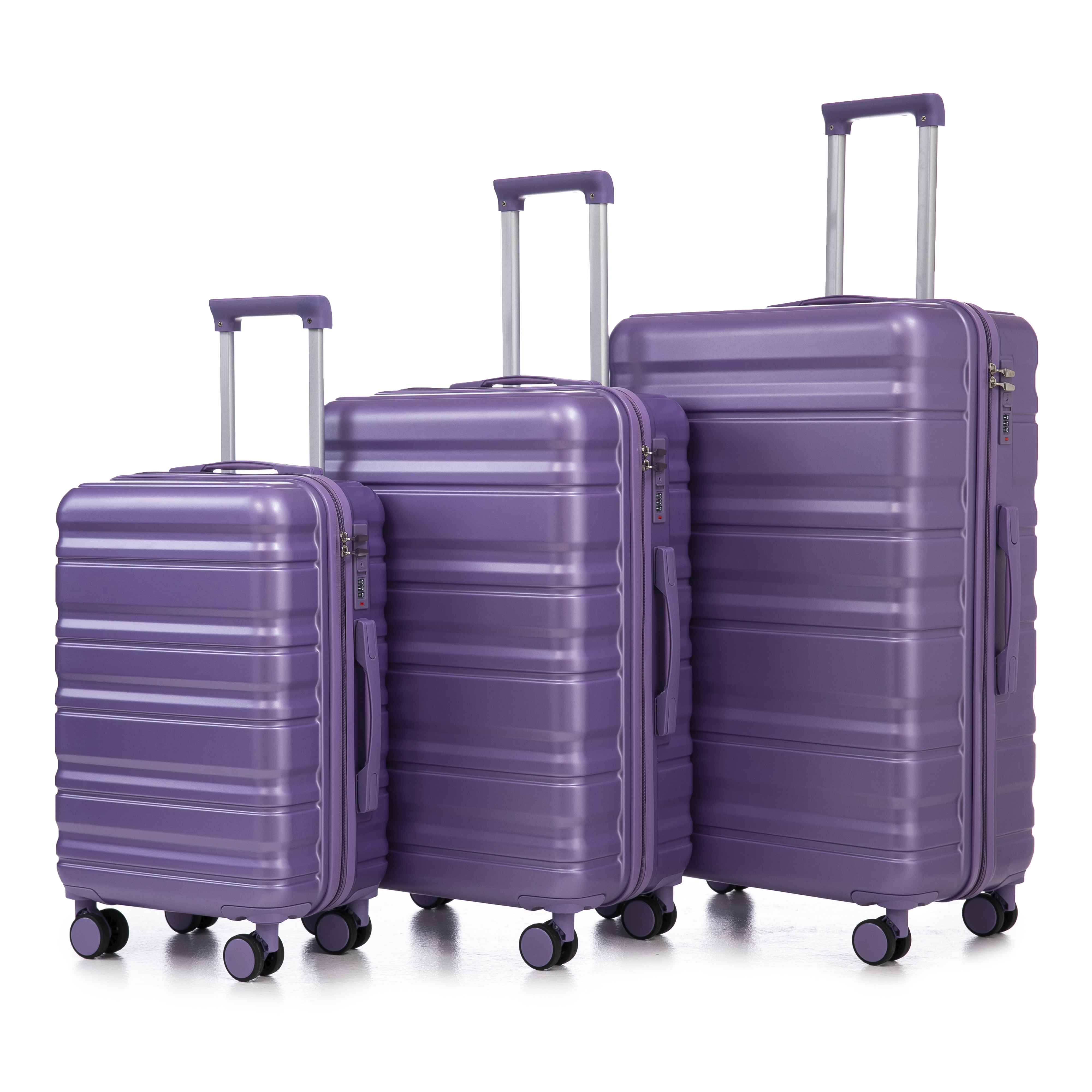 HIFINE TOURIST 20-24-28 3 Pcs-set In ABS Spinner Wheel Luggage, Carry On Suitcase, Matching Color, Combination Lock Purple