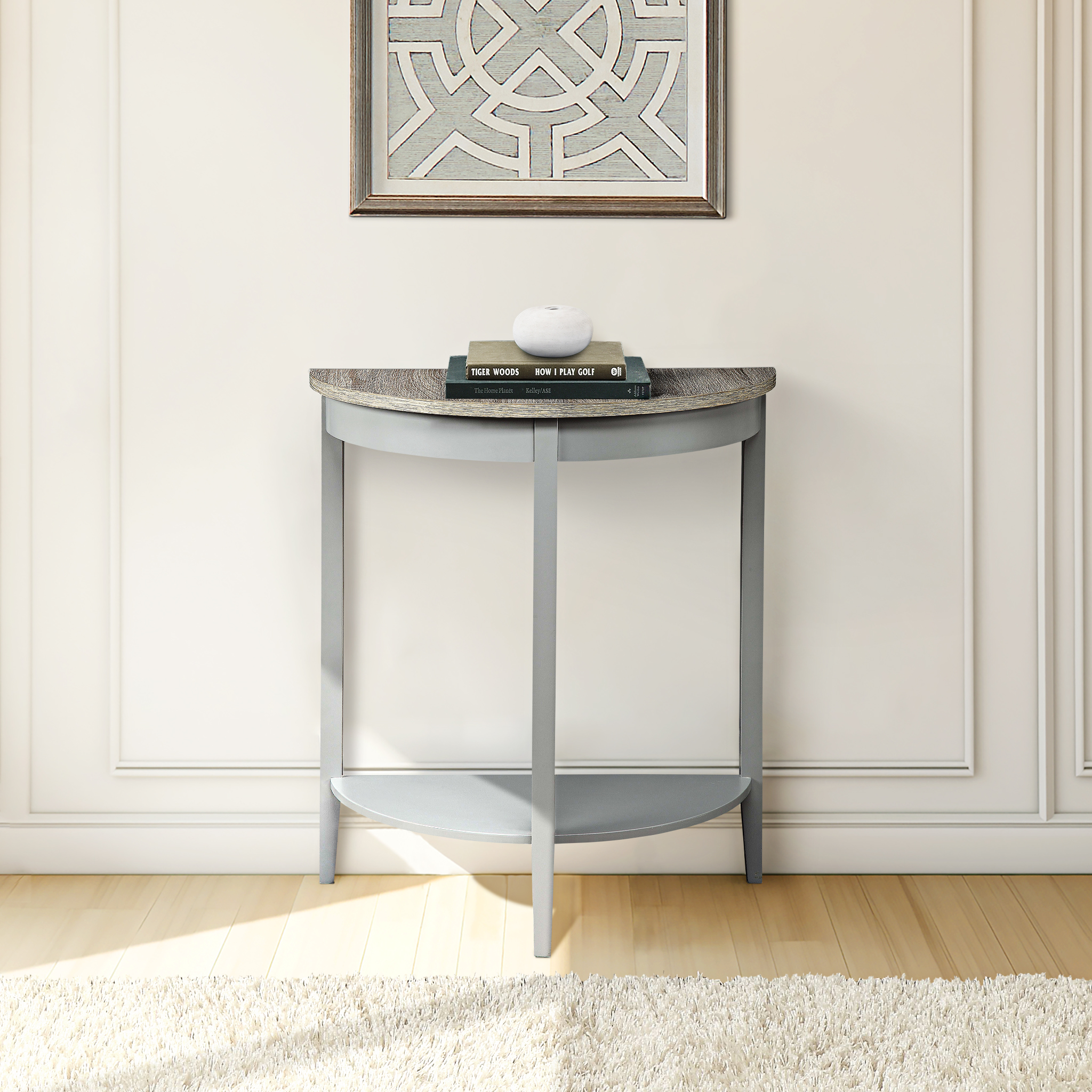 Mesa consola Justino con acabado roble natural y gris