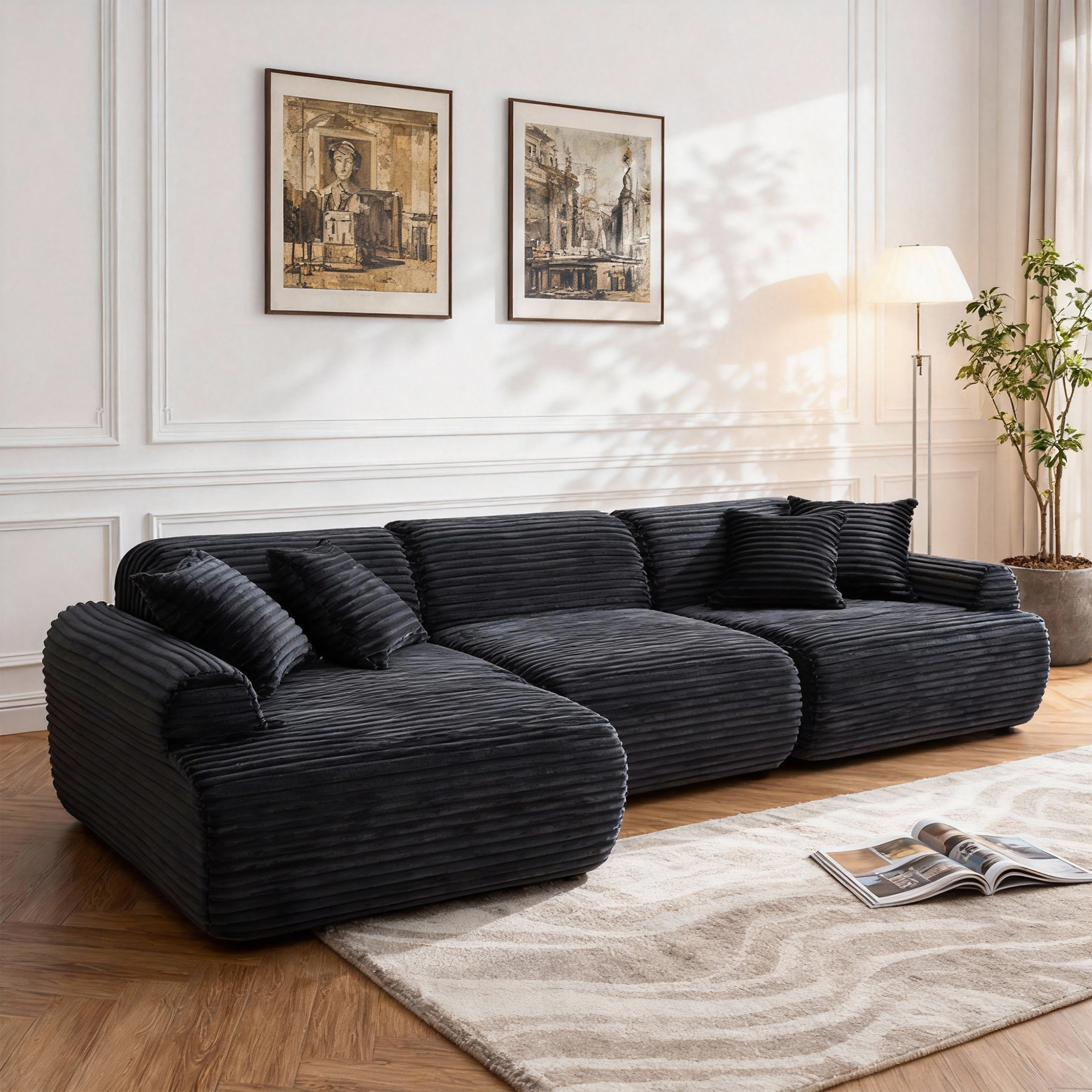 Sofá seccional modular 105 pulgadas, desenfundable y lavable, diseño en L convertible