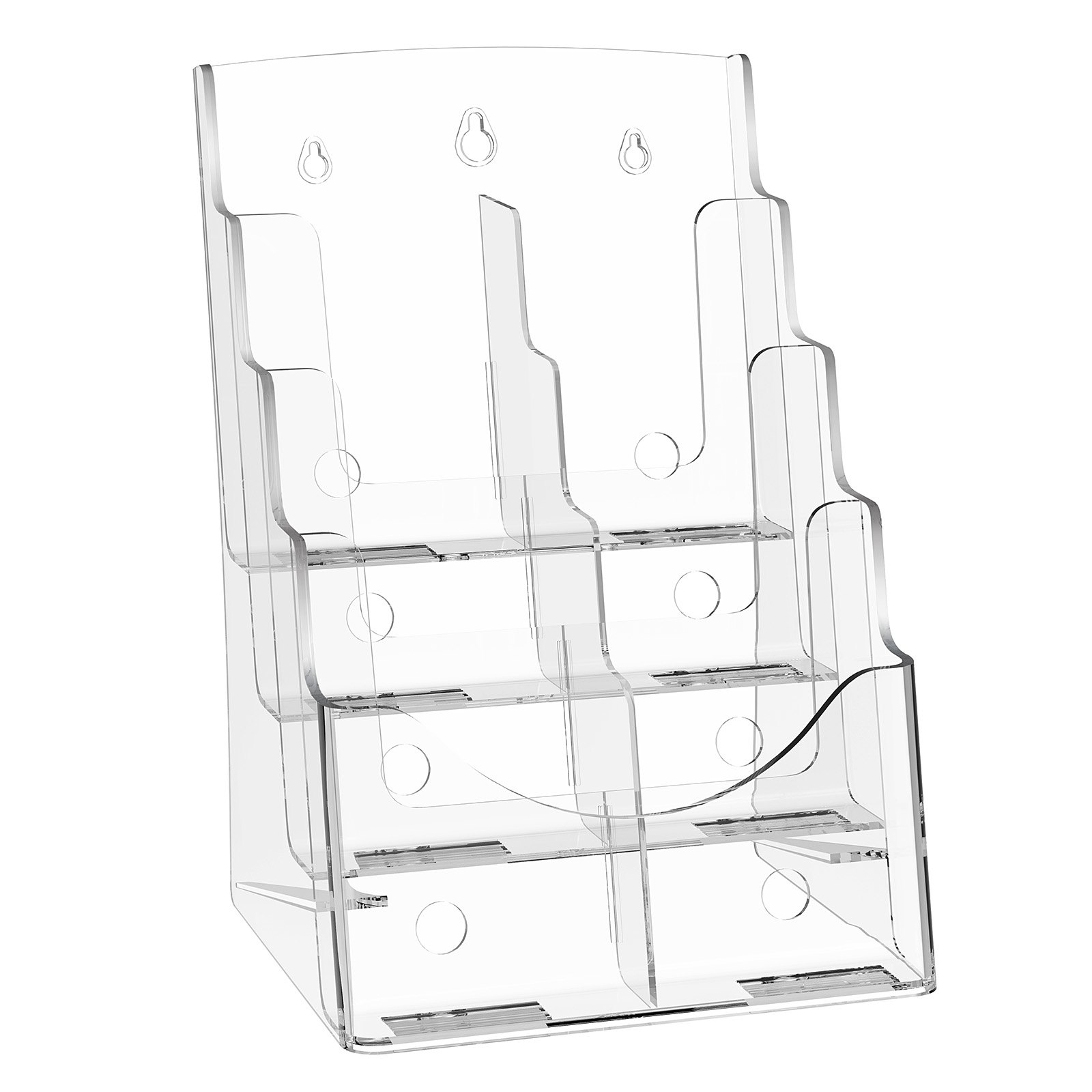 Soporte acrílico para folletos 8.5 x 11 pulgadas, 4 niveles, transparente