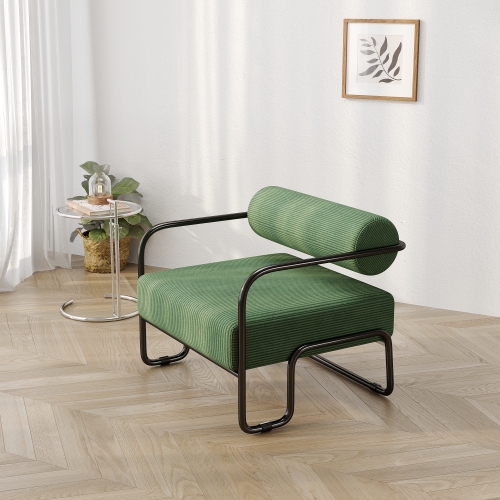 Sillón individual de hierro para sala de estar, 27 pulgadas L, verde