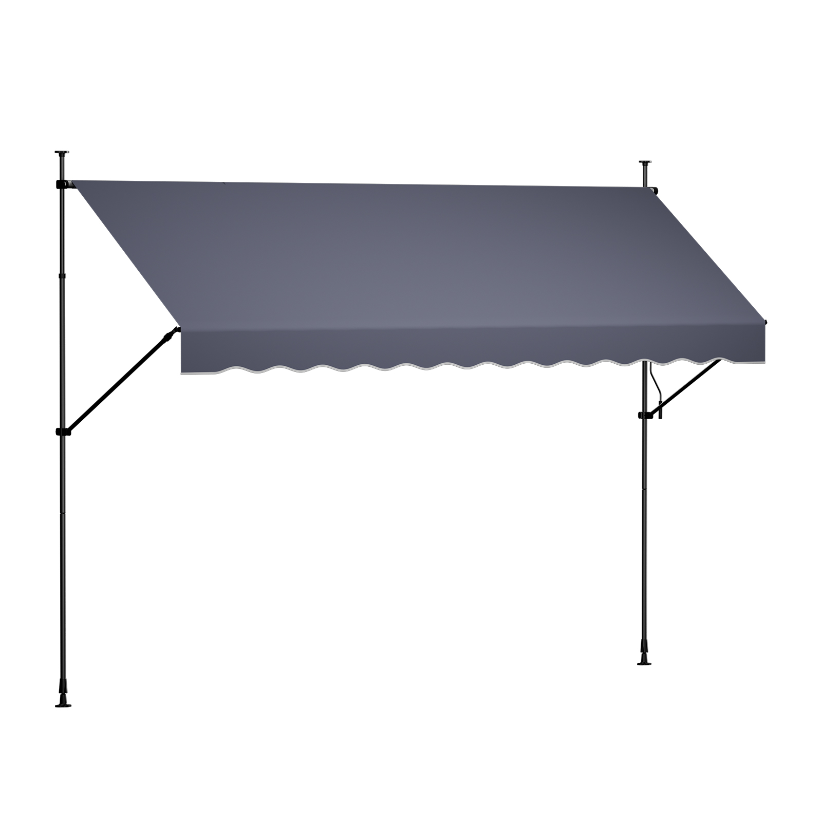 Toldo retráctil manual, 138", ajustable, con manivela, para patio, gris oscuro