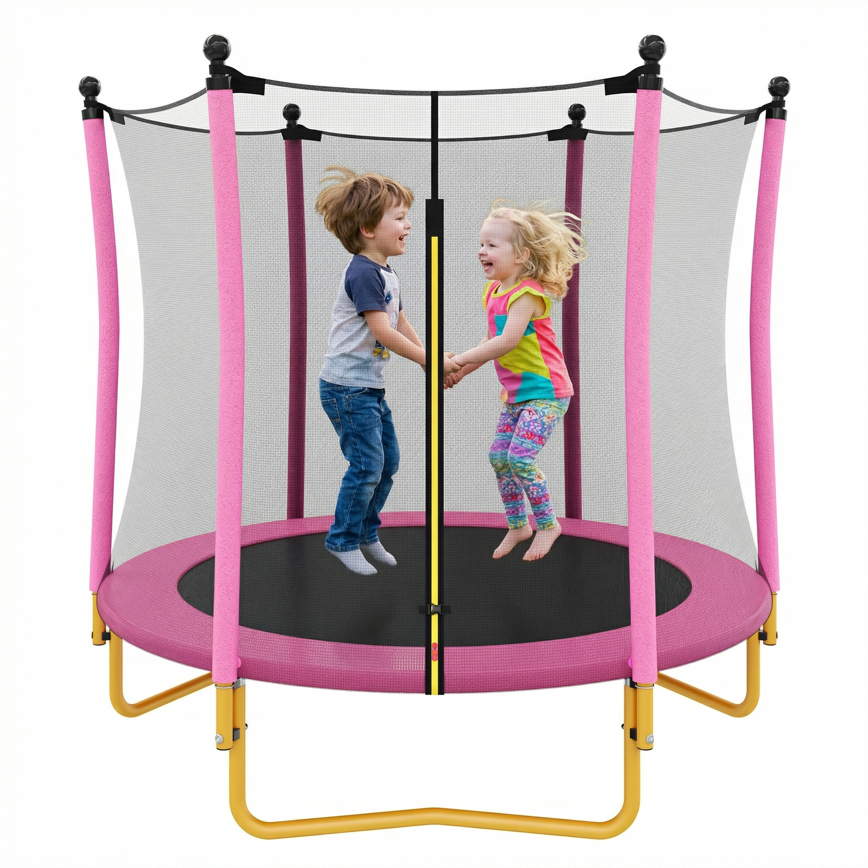 Cama elástica para niños de 5.5 pies con red de seguridad, interior/exterior