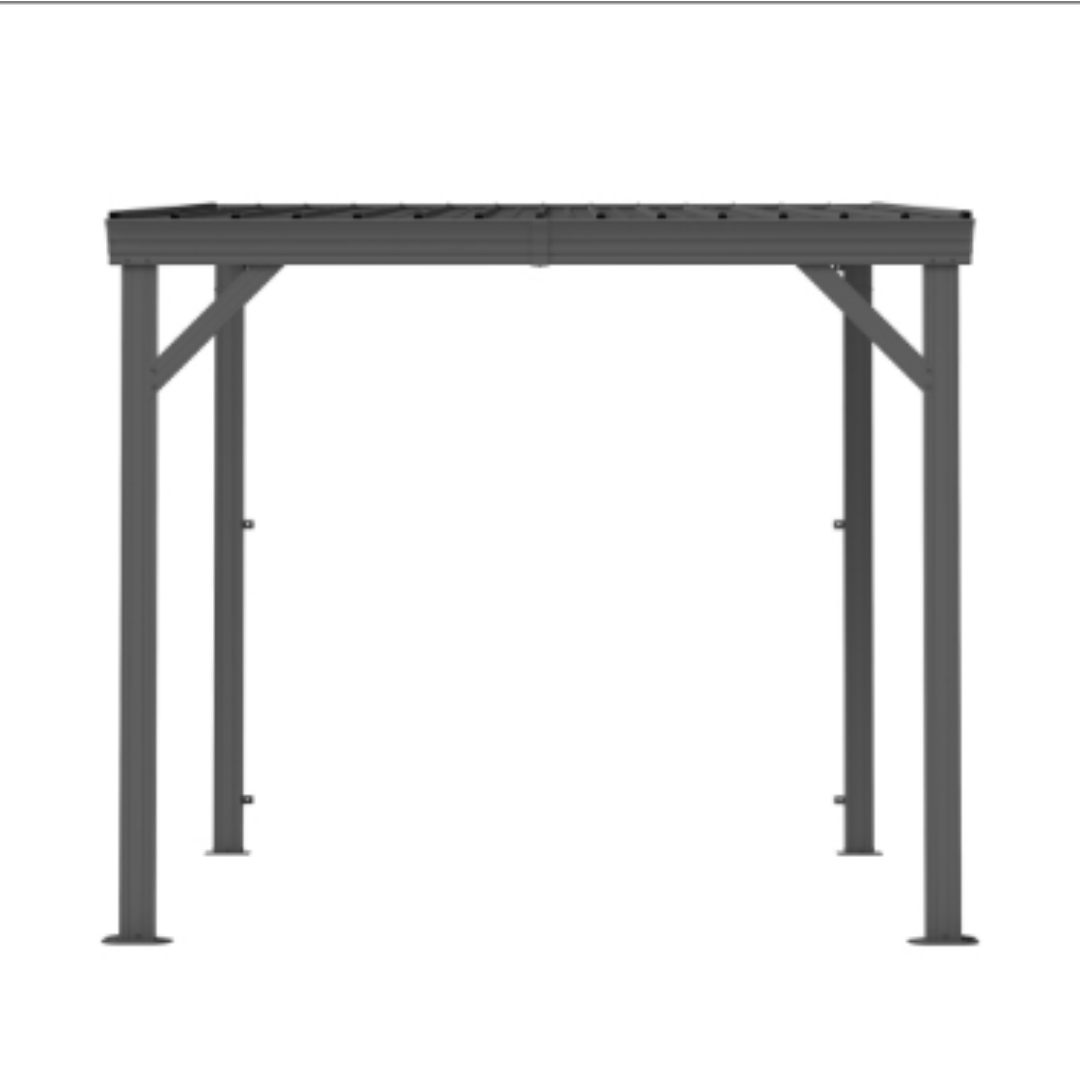 Cenador adosado 8x8 pies con techo de acero galvanizado y sistema de drenaje