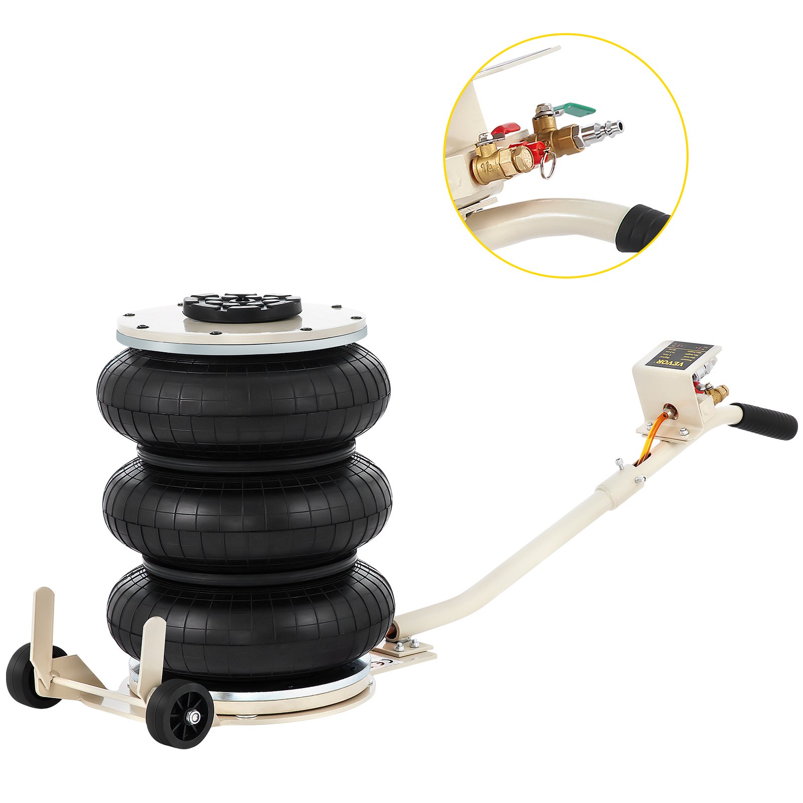 Pneumatic Jack, 5 Ton/11023 Lbs Triple Bag Air Jack, Lifting Height 6.3-15.75 Inch, Inflatable Car Jack With Long Handle, Lifter Pneumatic Air Jack For Garage Car Lifting Repair