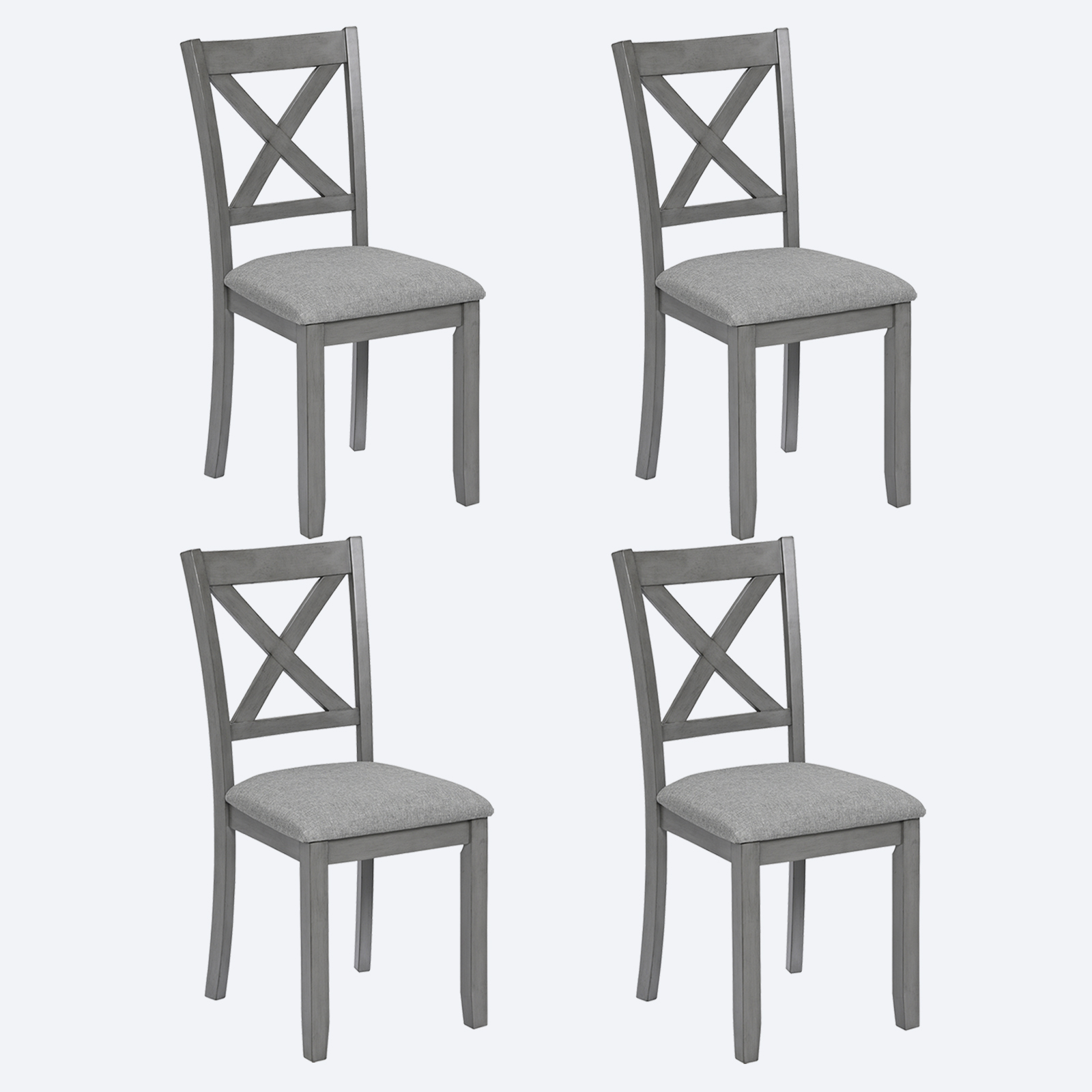 Dining Chairs Only, Wooden Dining Chairs Set of 4, Kitchen Chair with Padded Seat, Upholstered Side Chair for Dining Room, Living Room, Gray