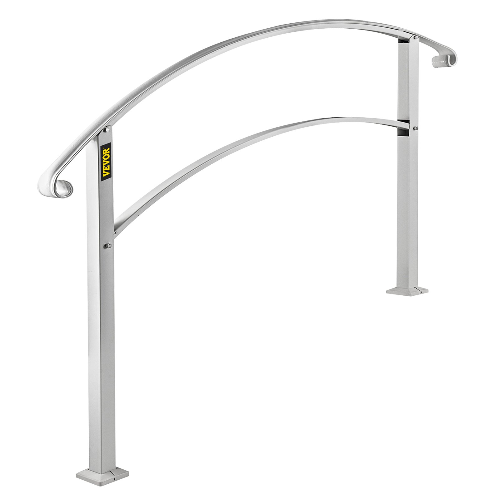 Handrails For Outdoor Steps, Fit 1 Or 4 Steps Outdoor Stair Railing, White Wrought Iron Handrail, Flexible Front Porch Hand Rail, Transitional Handrails For Concrete Steps Or Wooden Stairs