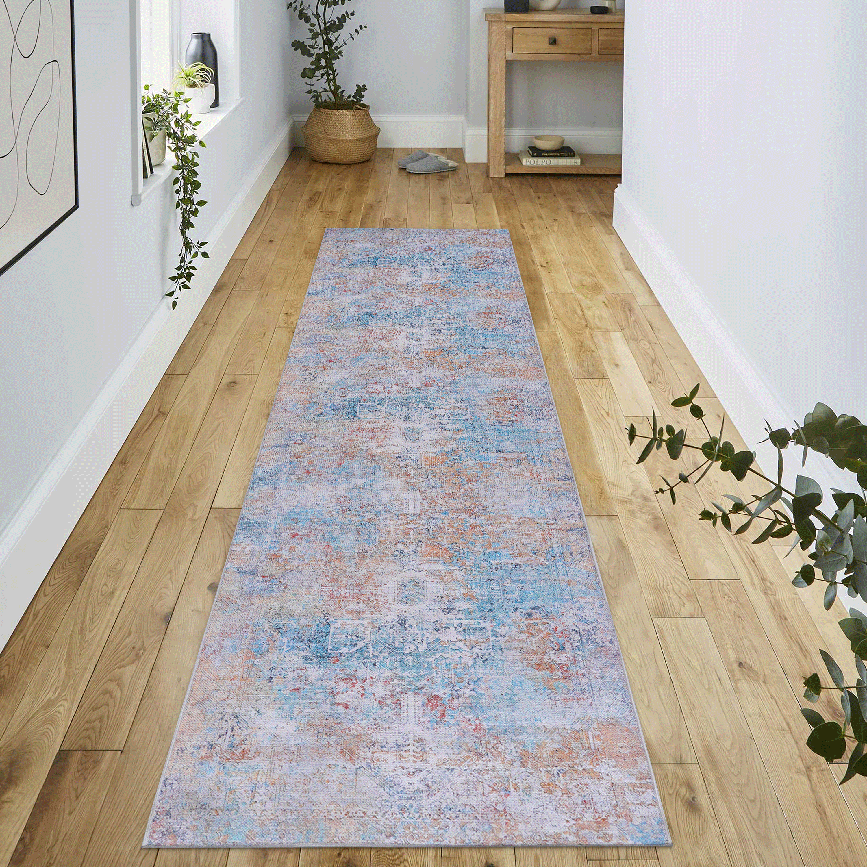 Alfombra de pasillo lavable MAVAL, amarilla, 2.5 x 10 pies