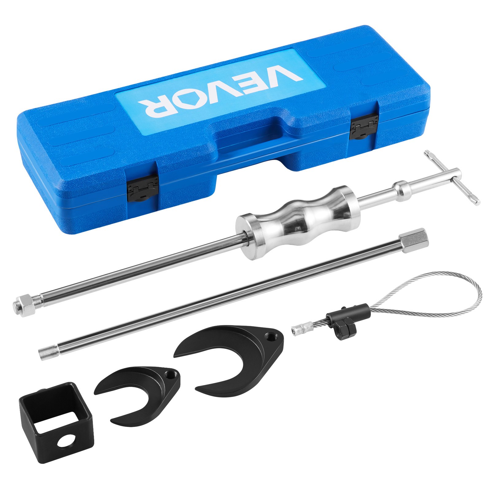 Inner CV Axle Puller Tool Set With 5/8 In-18 Slide Hammer & 2-Inch 2.5-Inch CV Joint Fork Adapter, Inner CV Joint Removal Tool Kit, Heavy Duty Front Wheel Drive Axle Puller Slide Hammer Set