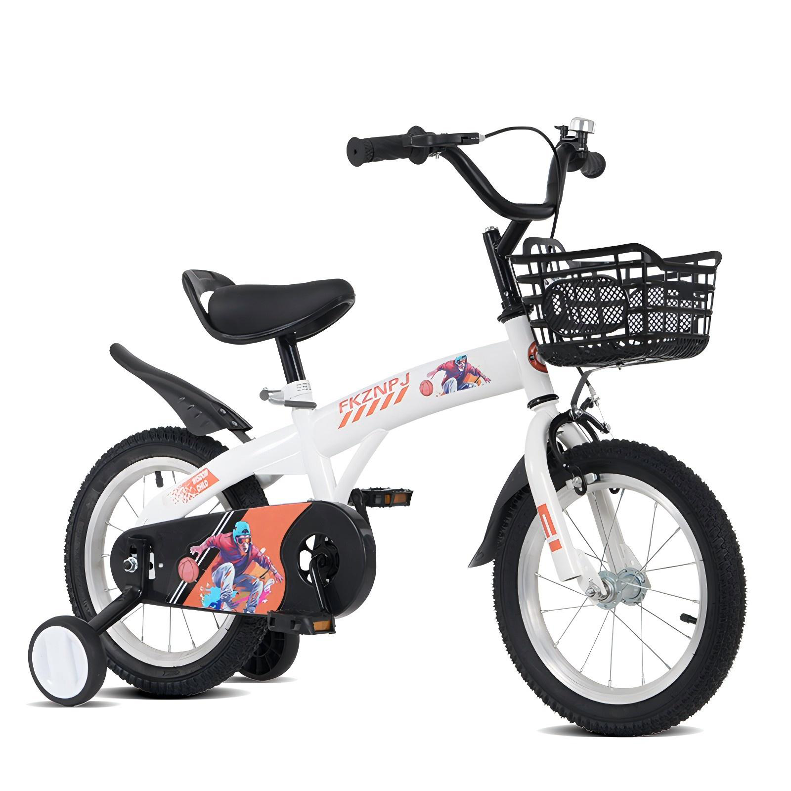 Bicicleta infantil FKZNPJ 18 pulgadas con ruedas de entrenamiento y soporte, asiento ajustable.