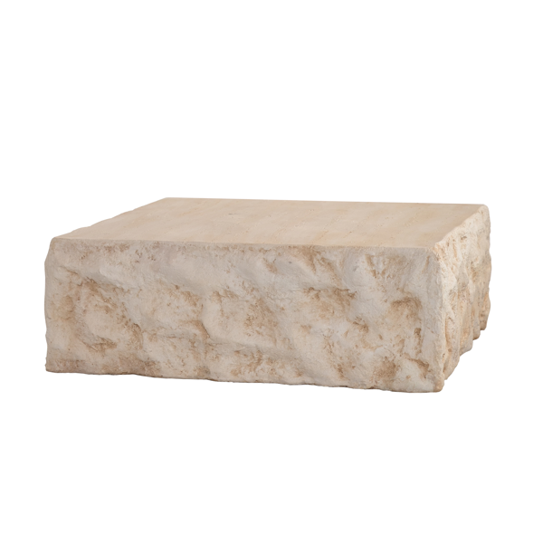 Mesa de centro redonda MgO estilo mediados de siglo, imitación piedra, beige