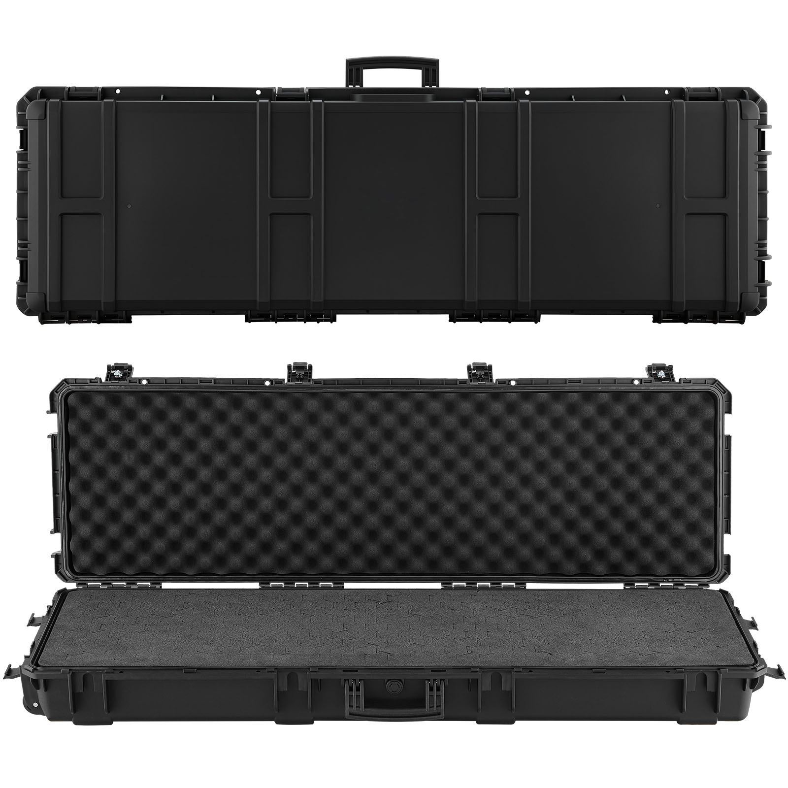 Estuche rígido para rifle con cerradura, espuma XPE, 50 pulgadas, con ruedas, IP67, negro