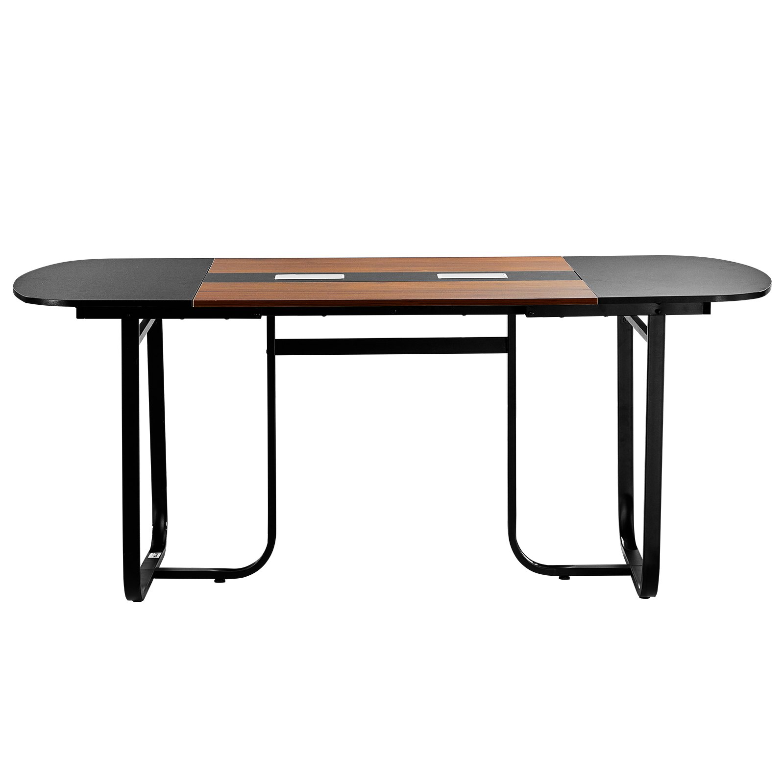 Conference Table, 6 Ft Oval Office Meeting Table For 6-8 Person, Modern Seminar Desk With Metal Legs, Large Meeting Desk For Office, Boardroom, Conference Room, Easy Assembly, Black & Brown