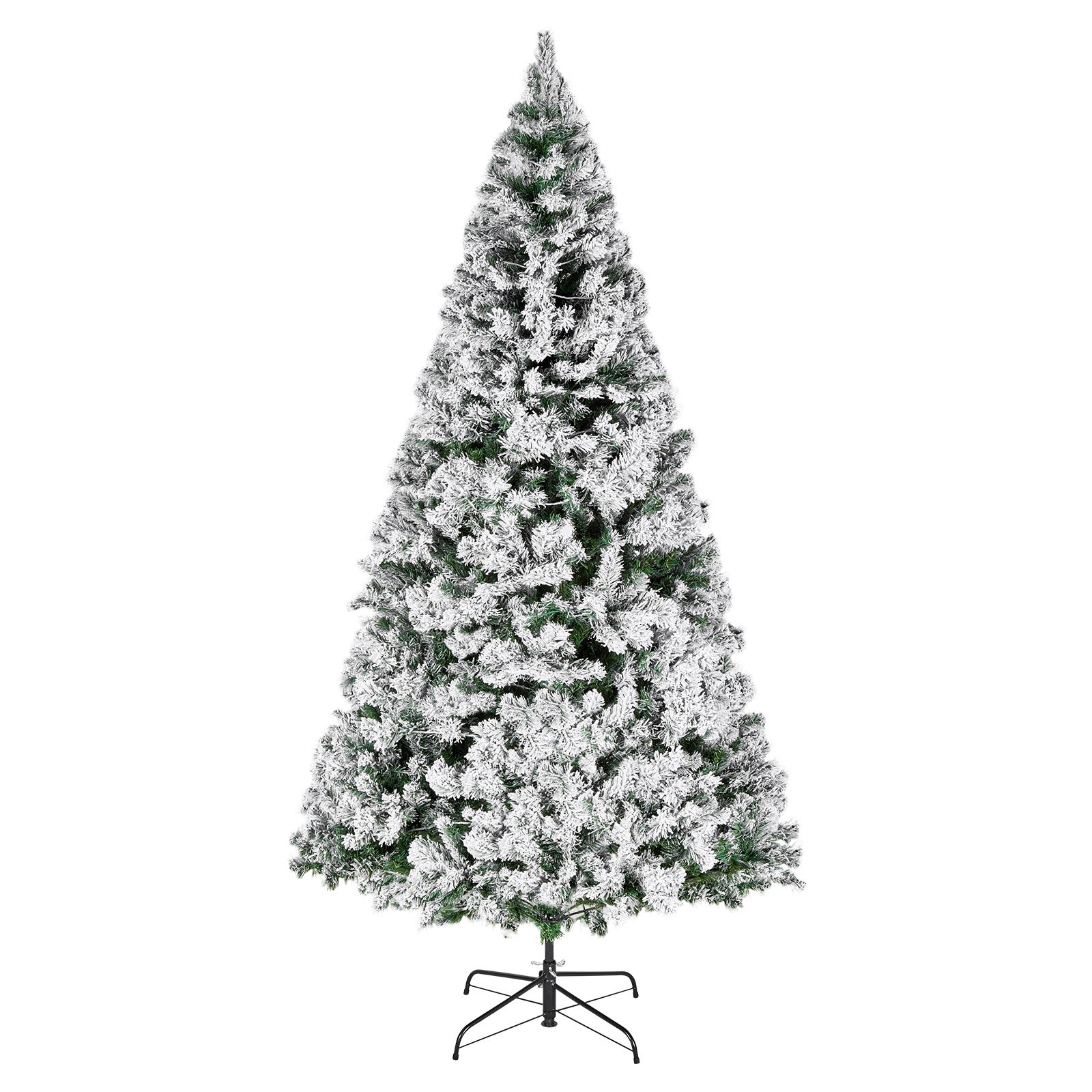 Christmas Tree, 7.2ft Prelit Flocked Artificial Tree, Full Holiday Xmas Deco Trees With 470 Colorful LED Lights, 11 Lighting Modes & 1346 Branch Tips For Home Party Office Decoration