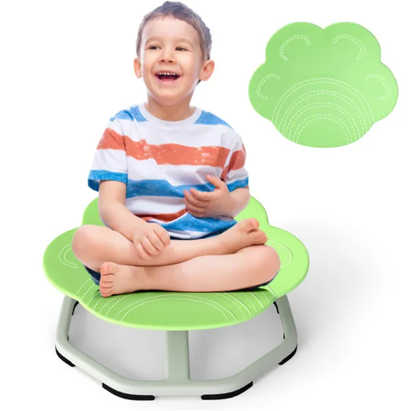 Green Children's Sensory Rotating Chair: 360 ° Rotation, 220 Pound Capacity, Planetary Design, PP/metal, Anti Slip Pad, Used For Balance And Coordination