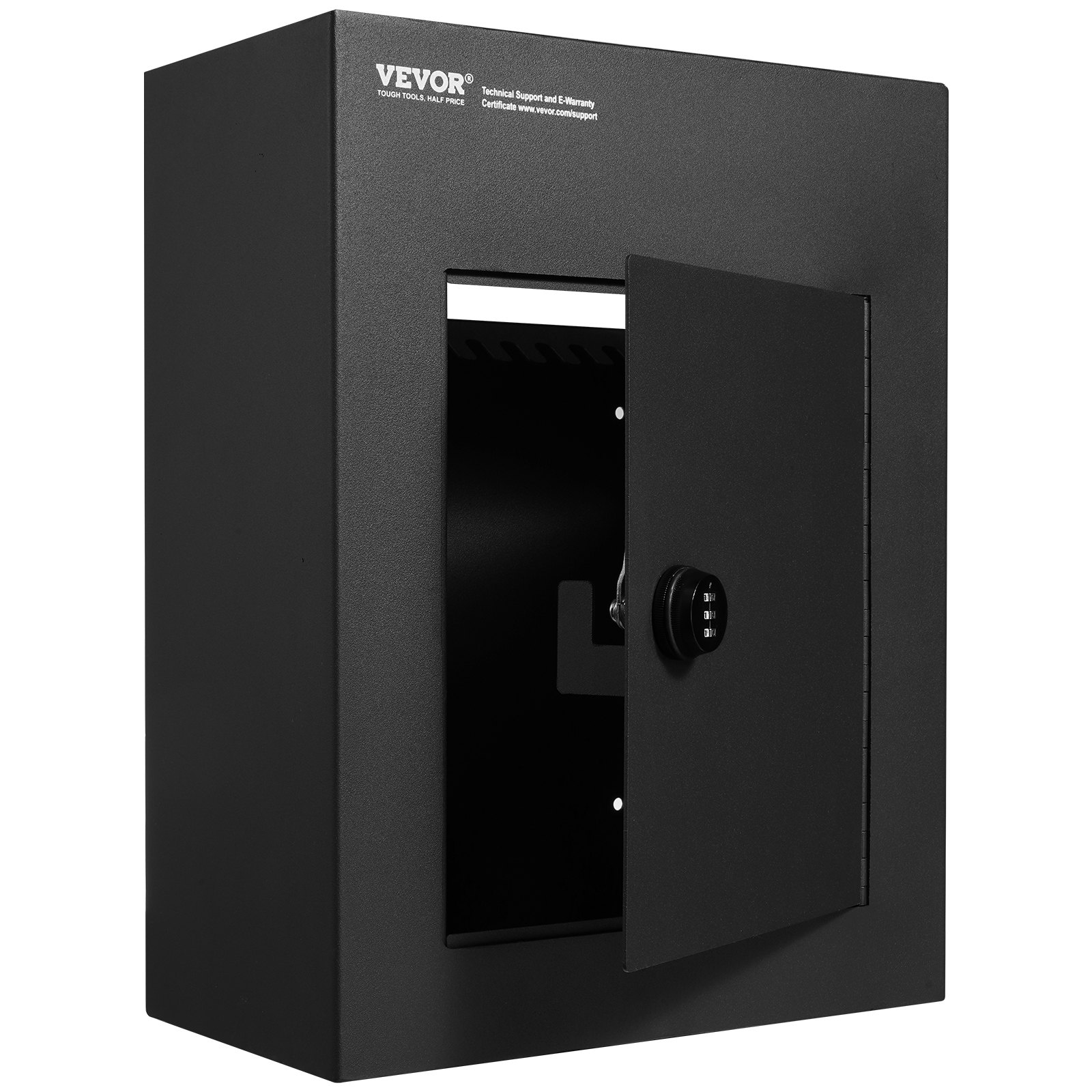 Buzón de pared de acero resistente con cerradura de combinación, 13x7x17 pulgadas, negro