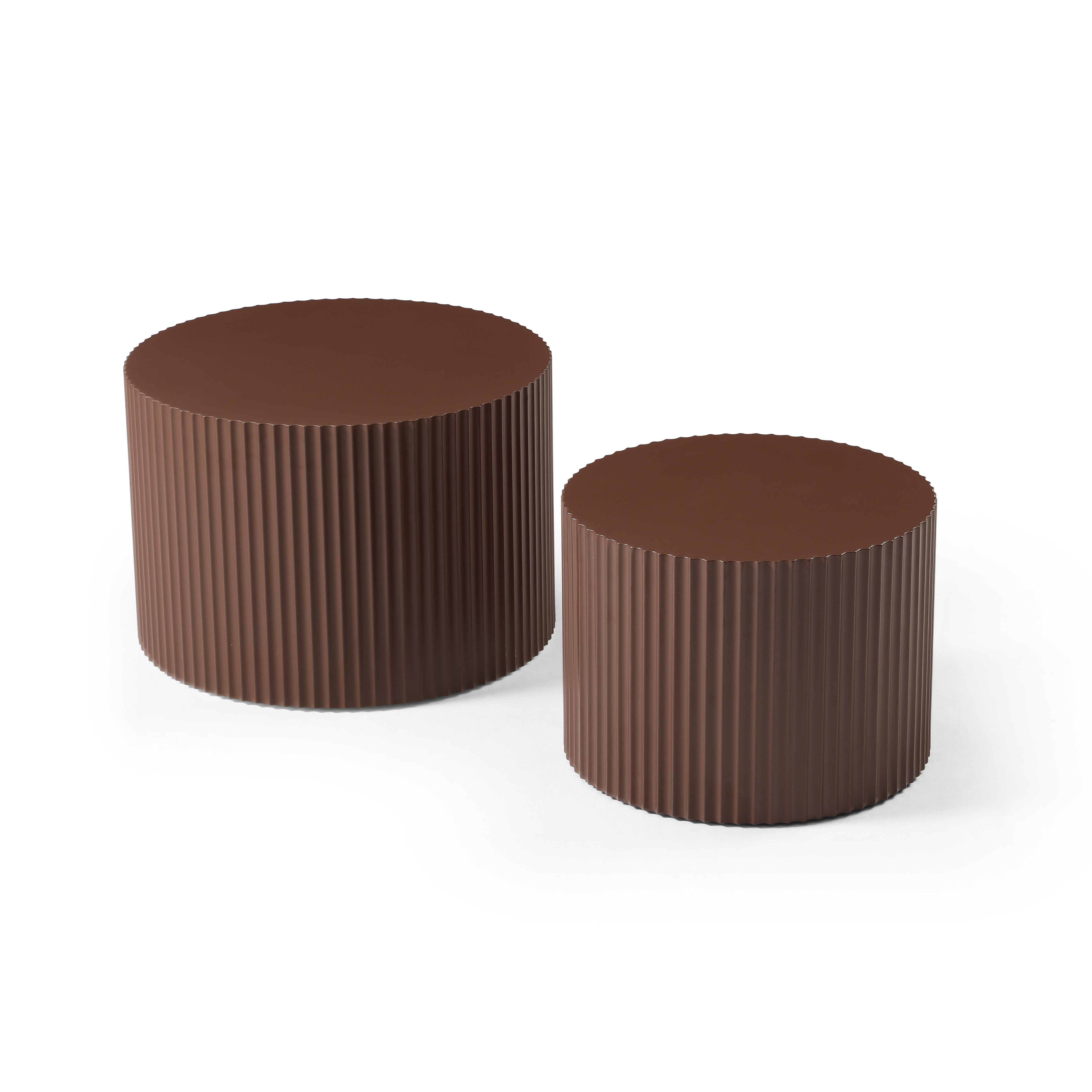 Nesting Table Set Of 2, MDF Coffee Table Set For Living Room Leisure Area,Brown