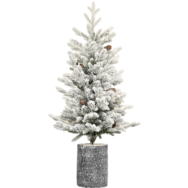 Árbol de Navidad artificial de 4.5 pies, nevado, con 720 puntas y 150 luces LED cálidas