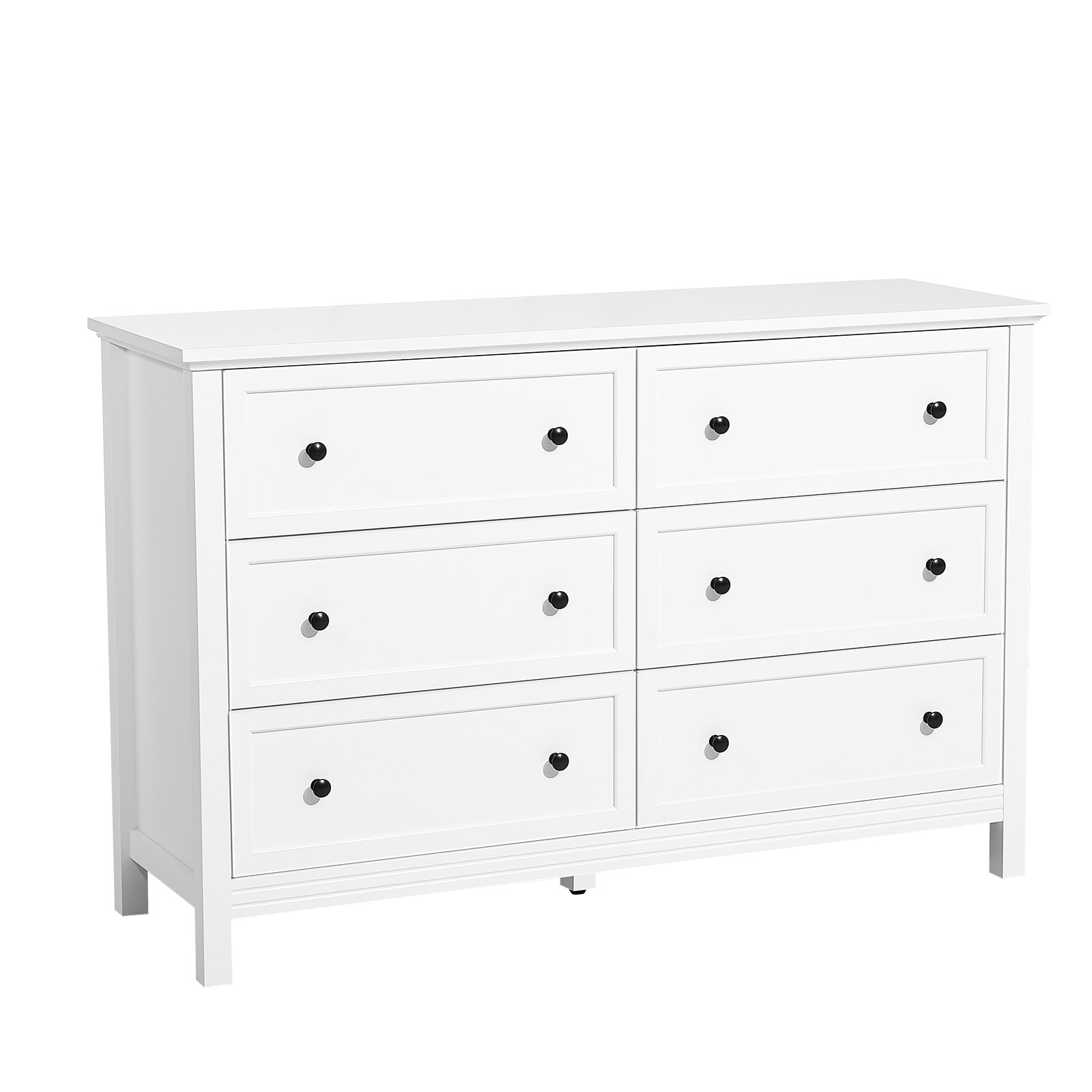 6 Drawer Dresser, Wooden Chest Of Drawers With Sliding And Anti-tip Device, Retro Minimalist Dresser Chest, Closet Storage TV Stand Organizer For Living Room, Hallway, Bedroom, Entryway, White