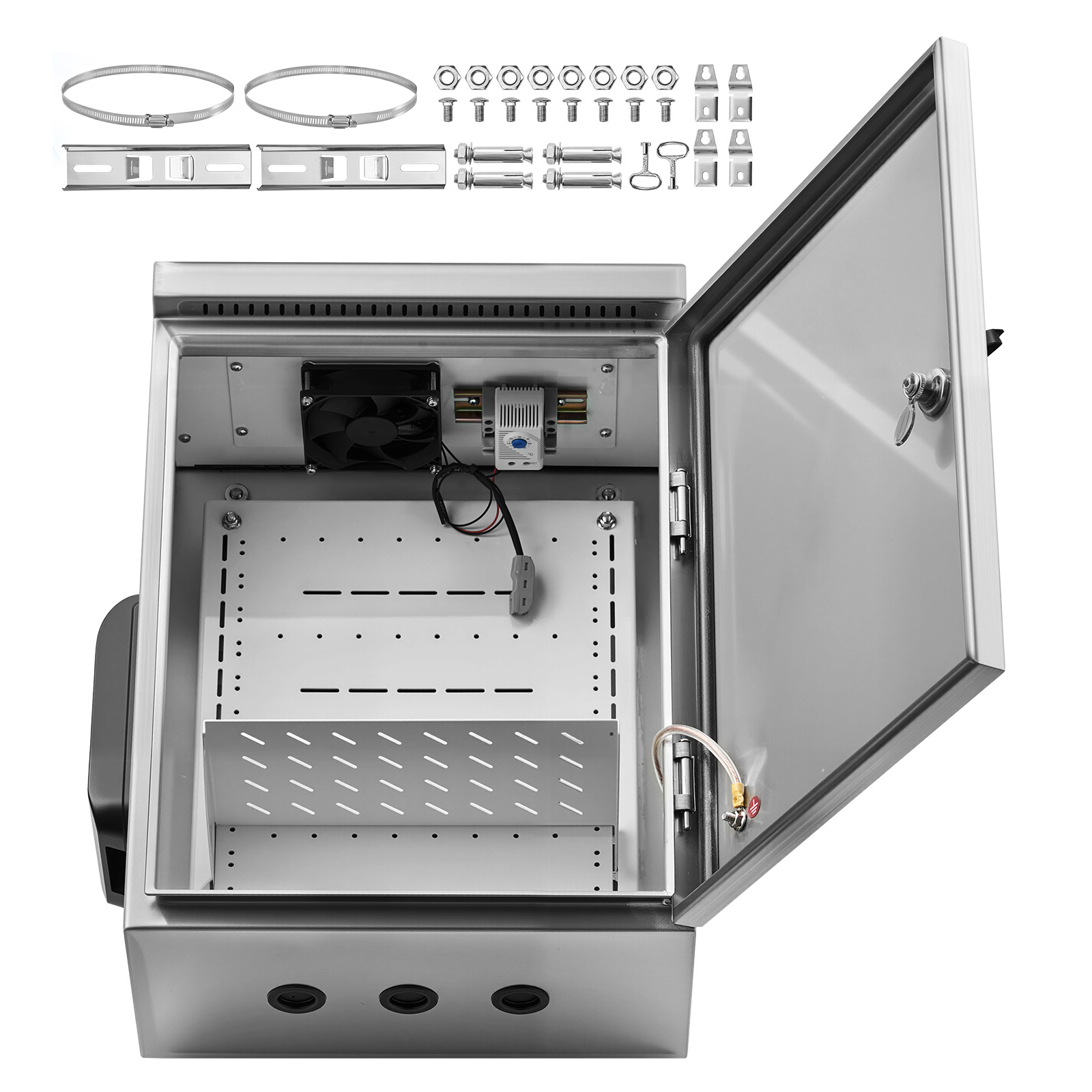 Caja eléctrica exterior IP65, 20 x 16 x 8 pulgadas, acero inoxidable, ventilada