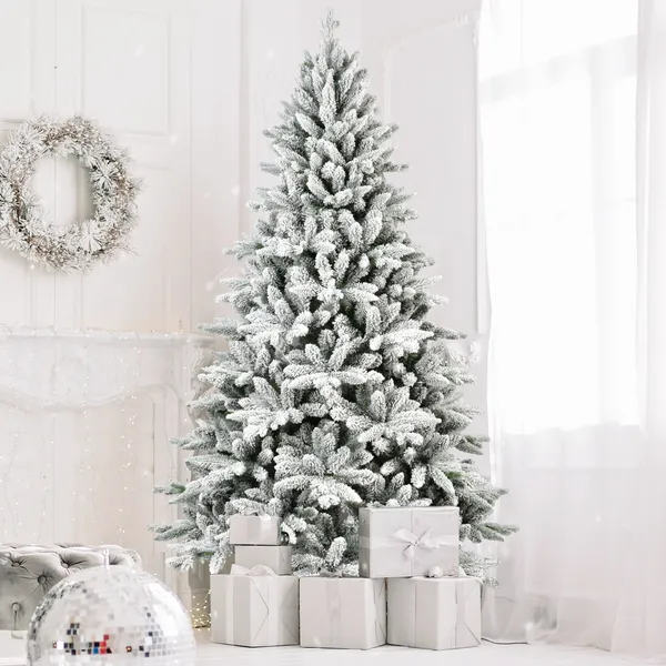 Árbol de Navidad artificial de 7 pies, sin luces, con 1514 ramas de PVC