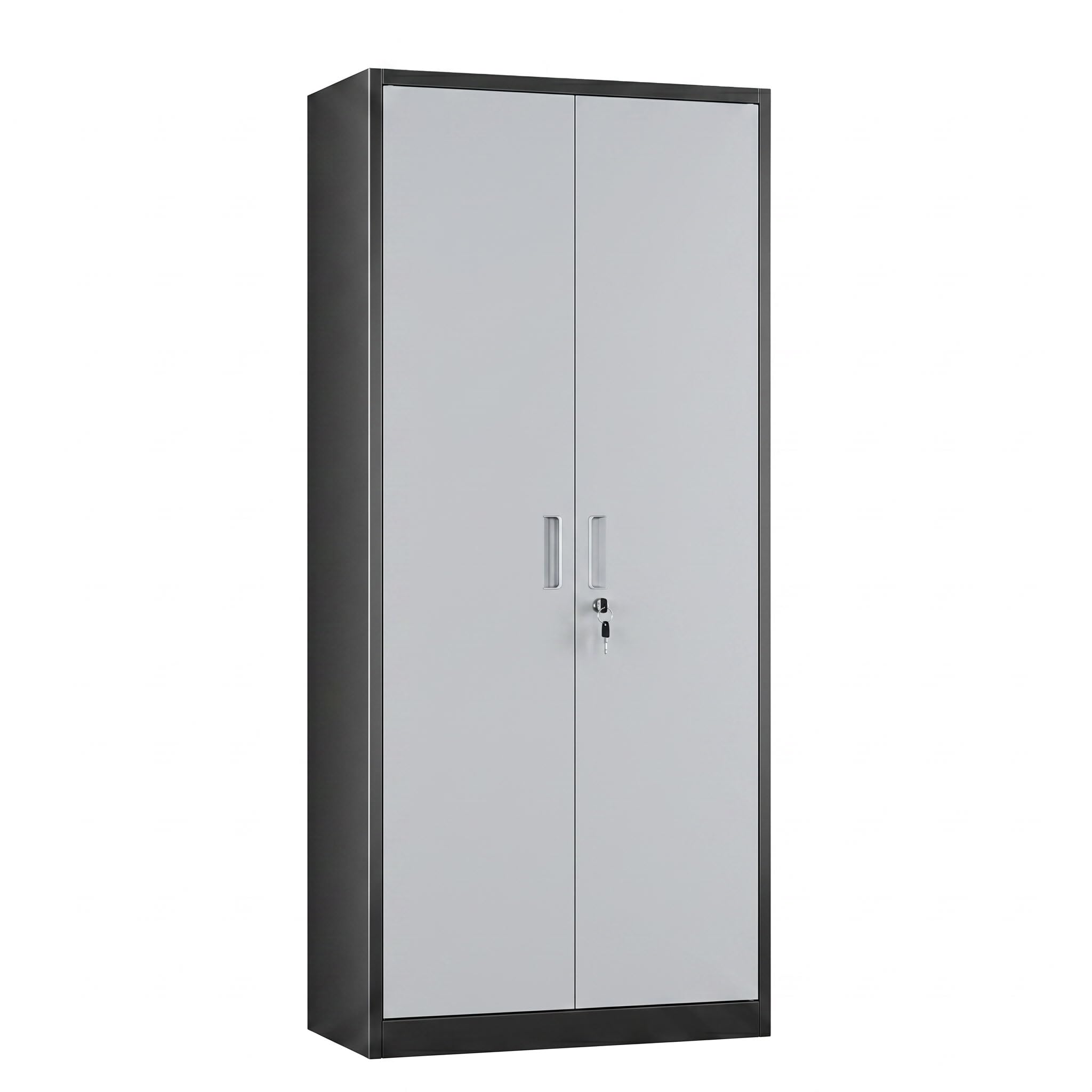 Gabinete de almacenamiento metálico para garaje, 4 estantes ajustables (Negro y Gris)