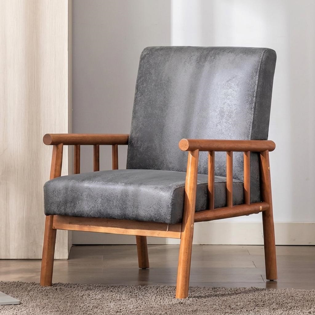 Sillón clásico moderno de mediados de siglo, 25 pulgadas de ancho, gris.