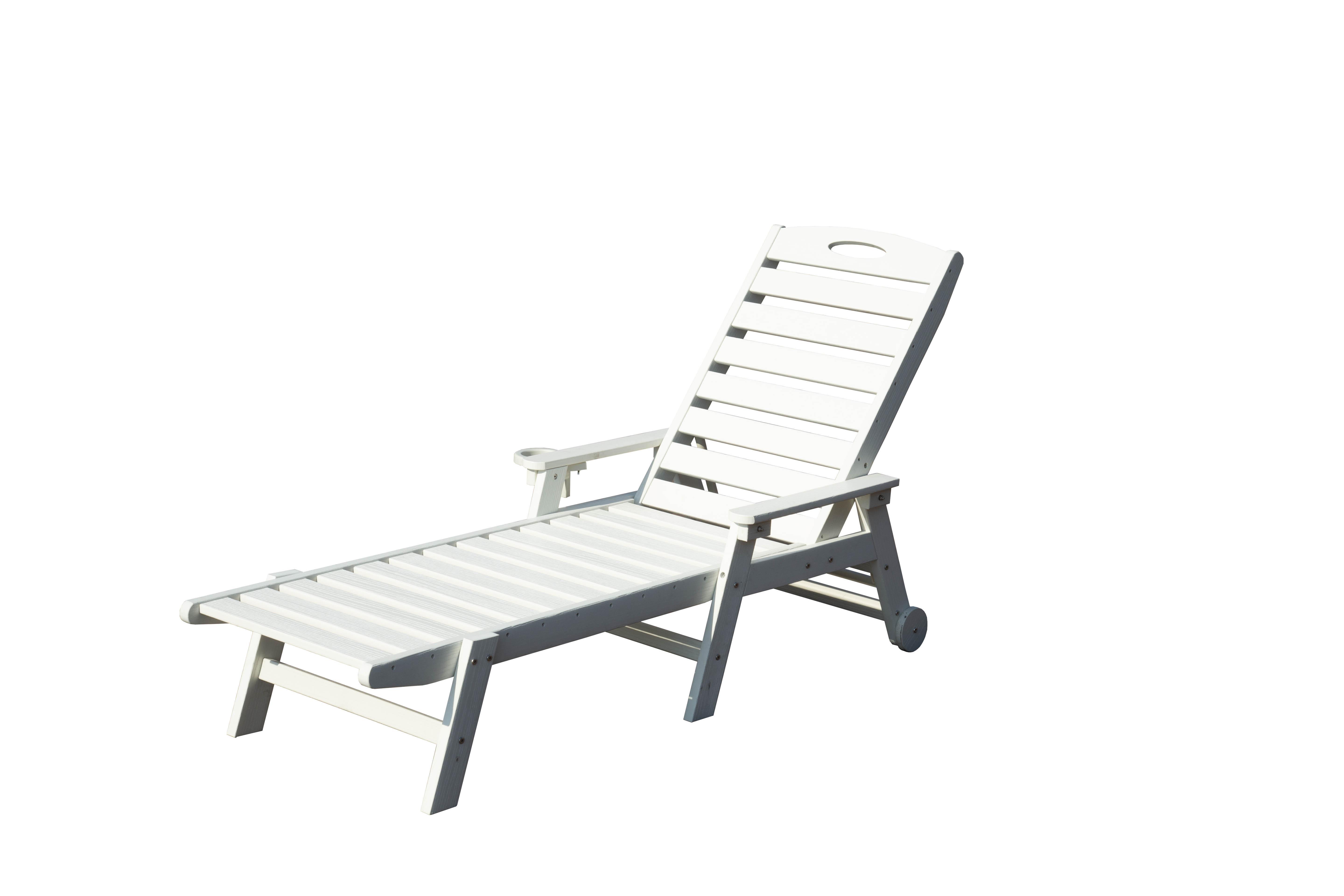 Patio Lounge Chair Outdoor, HDPE Outdoor Chaise Lounge With Reclining Backrest, Pool Lounger Chair For Outside, Poolside, Sunbathing Tanning, White