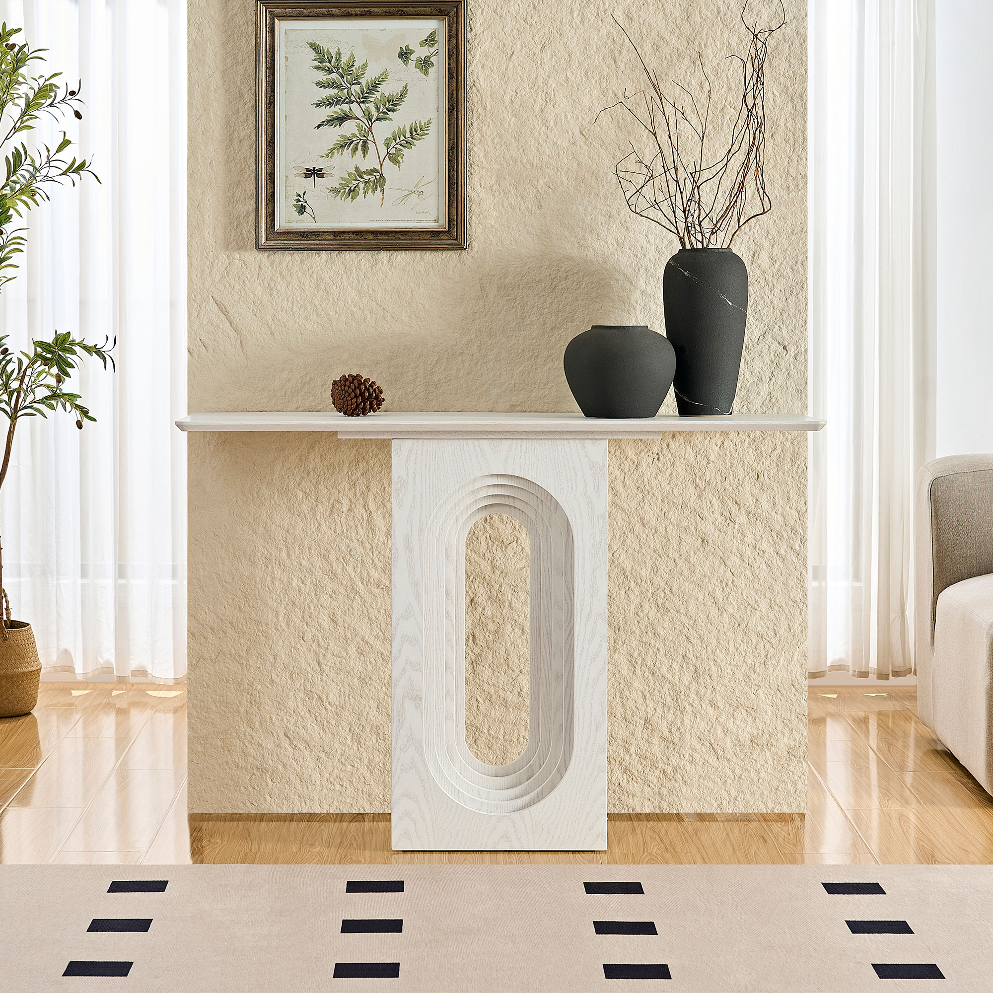 Length 47.24 Inch Entryway Table for Living Room,Narrow Console Table with Unique Loopback Design, Modern Design MDF Sofa Table Entrance Table for Hallway, Entrance,Apartment