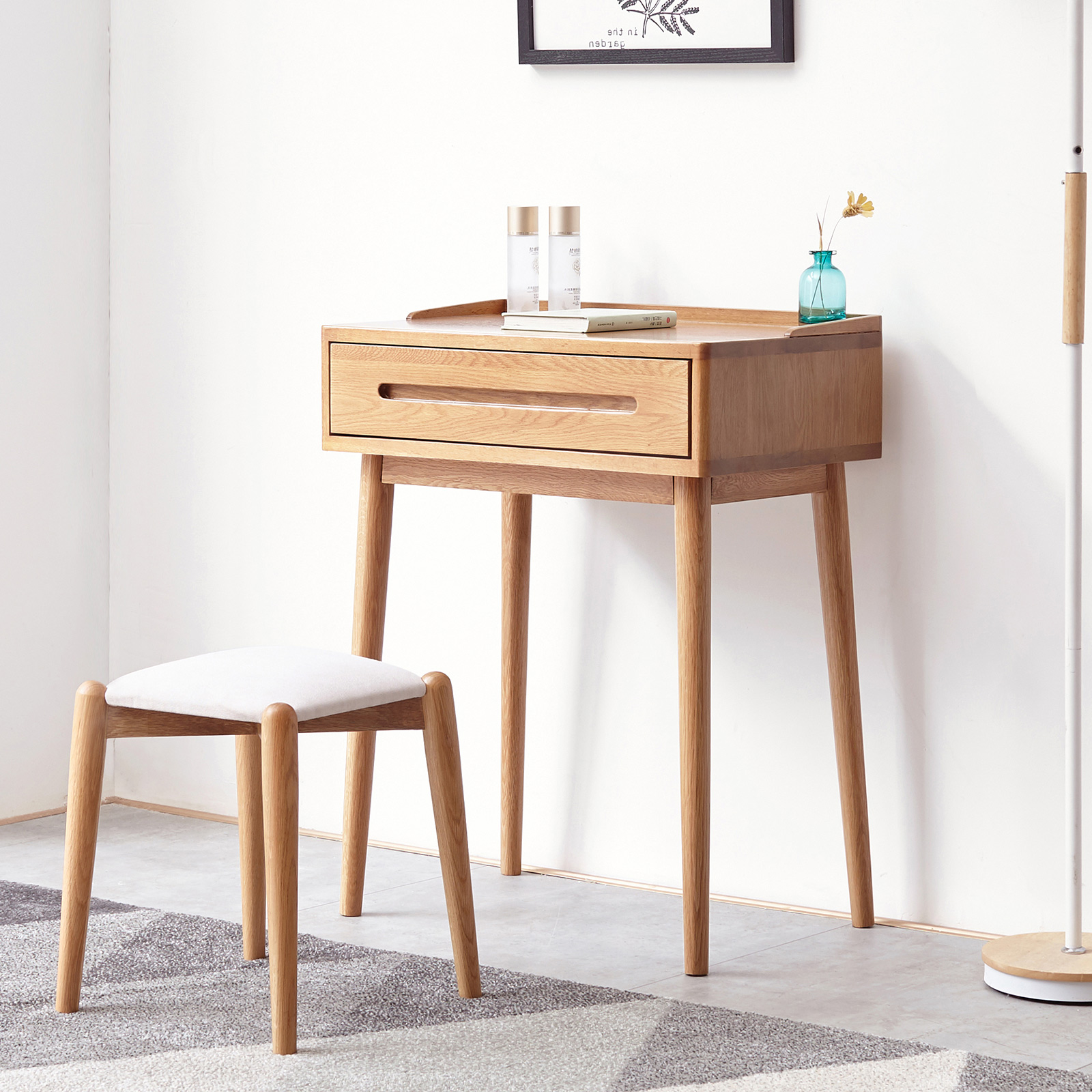 Cómoda de Madera Maciza con Cajón de Almacenamiento, 60 cm de Ancho