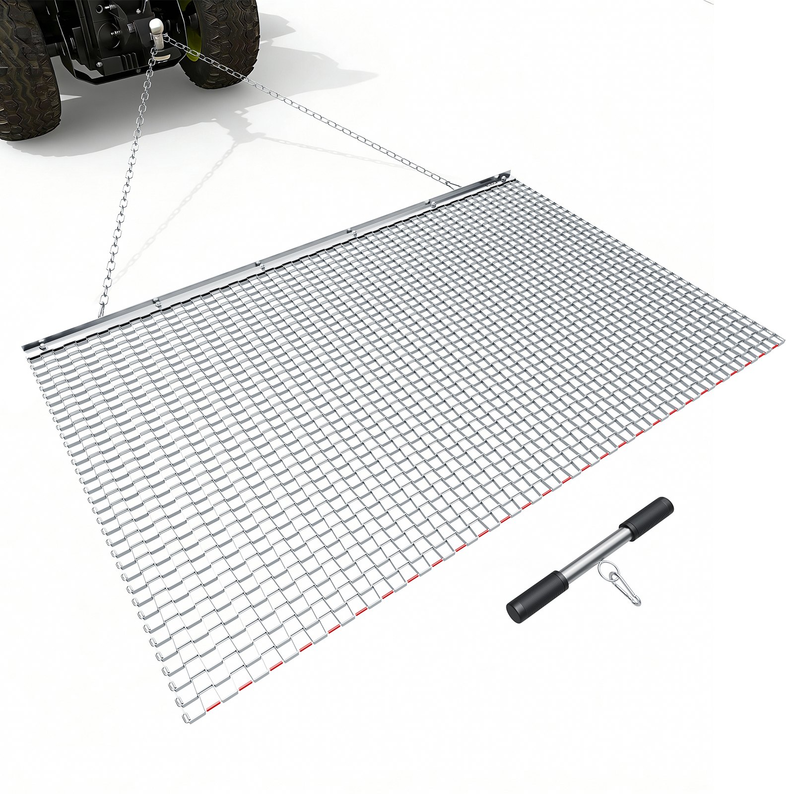 Rastra de arrastre de cadena de 5 x 3 pies, acero galvanizado para ATV y tractores.