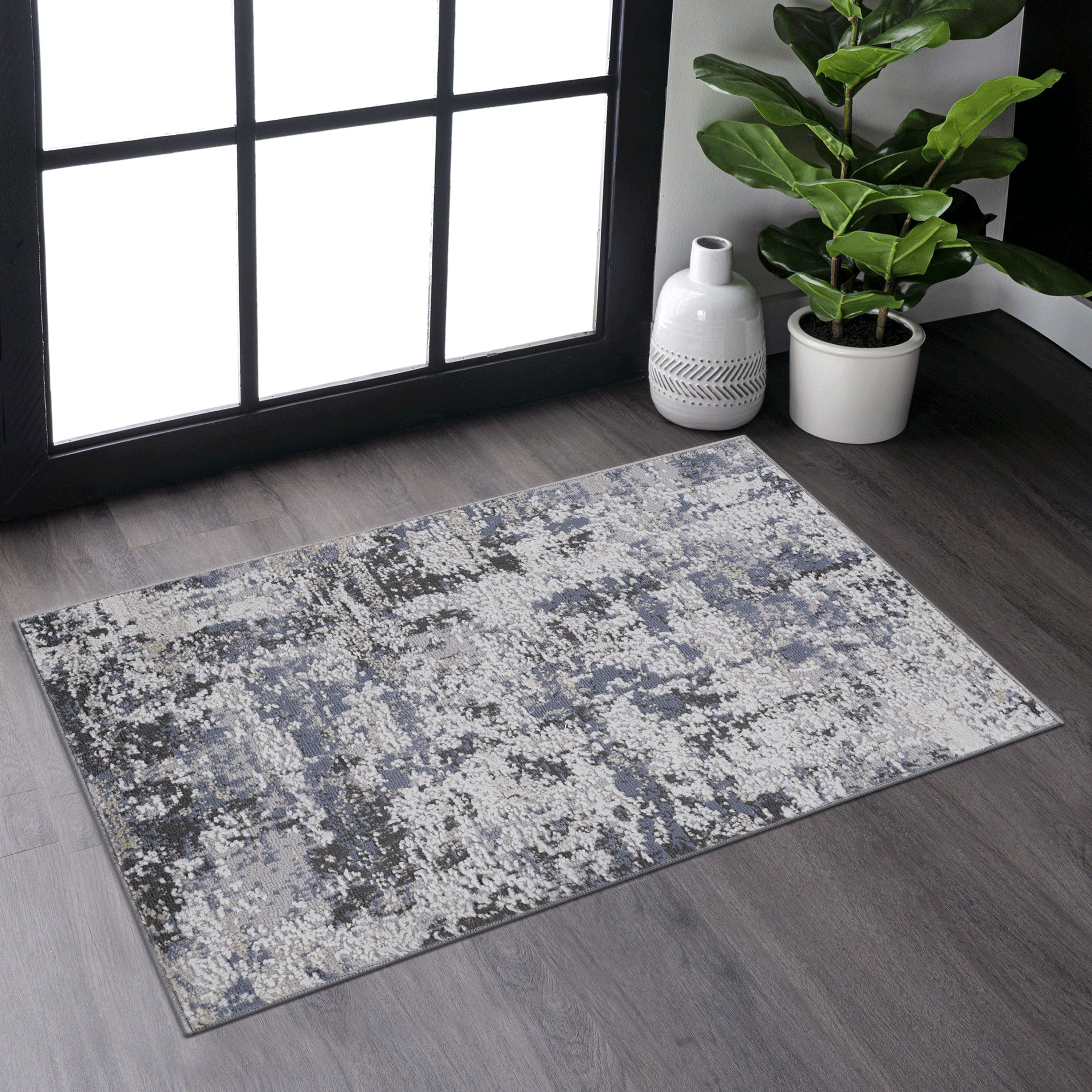 PAYAS  2X3 Grey  Denim  Abstract Doormat Rug