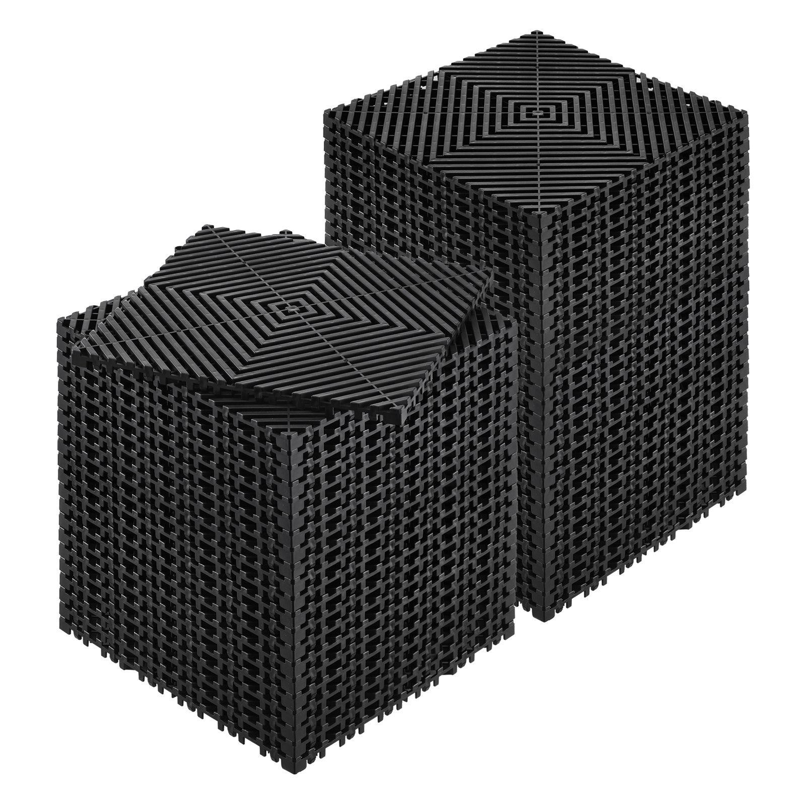 Interlocking Drainage Mat, 12” X 12” Modular Interlocking Cushion, 50 Pcs Splicing Drainage Mats, Non-Slip Black PP Drainage Floor Tile And Shower Mat, For Garage, Garden, Kitchen & Outdoor
