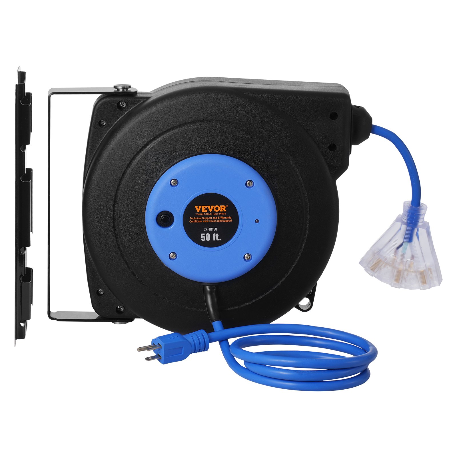Retractable Extension Cord Reel Power Cord Reel 50FT 14AWG/3C SJTOW