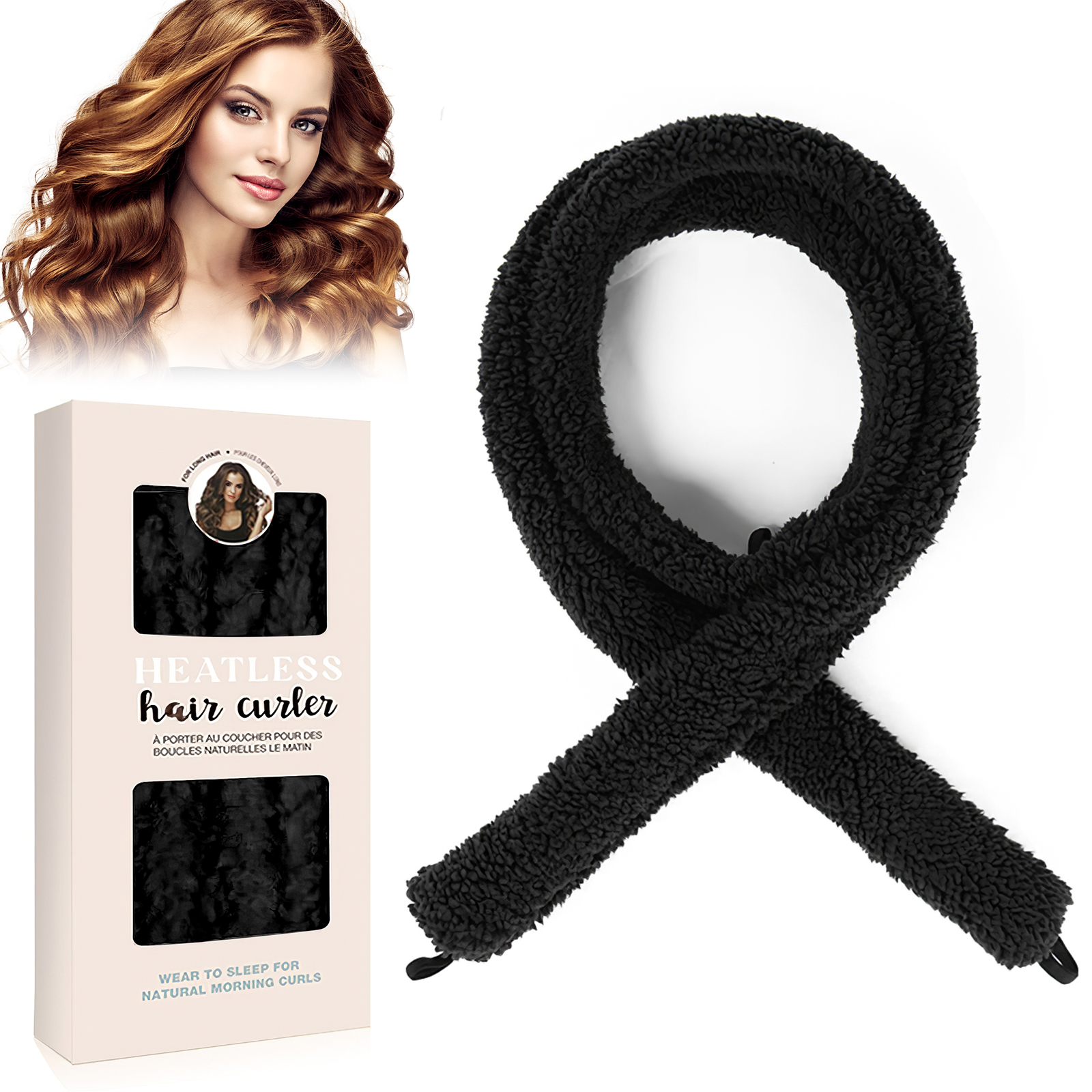 Rizador de cabello sin calor de satén para ondas suaves, para dormir