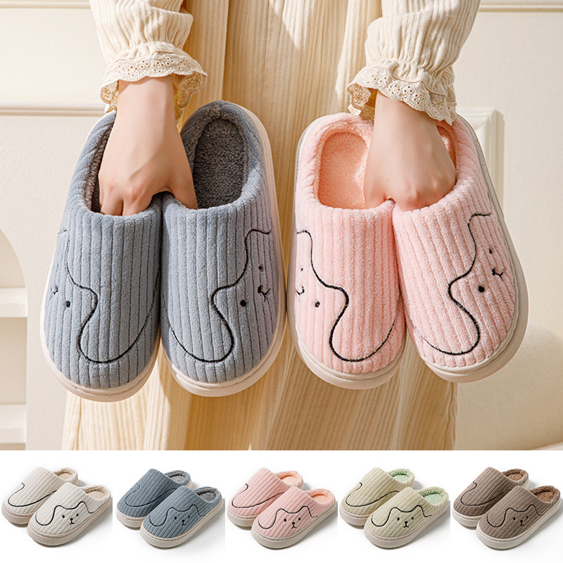 Pantuflas de gato a rayas antideslizantes de felpa cálidas para pareja