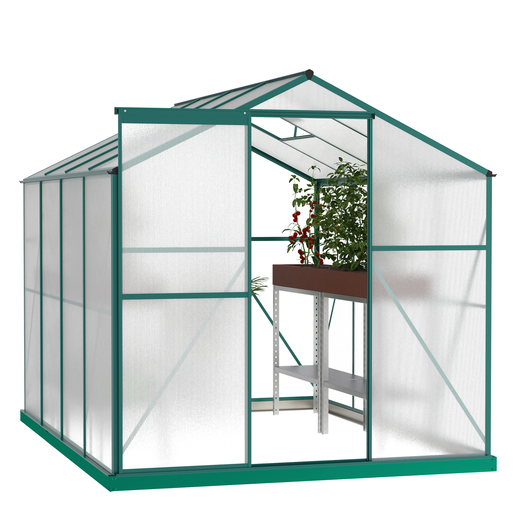 Polycarbonate Greenhouse,6x 8 Heavy Duty Walk-in Plant Garden Greenhouse For  Outdoor