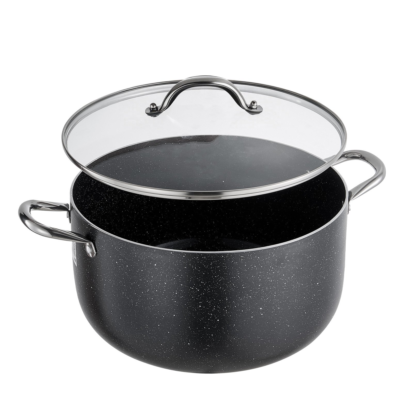 Aluminum Stock Pot, 12-Quart Nonstick Ceramic Coated Pot With Glass Lid, PFOA-Free, PFAS-Free, Compatible With Gas Stoves, Induction Cooktops, Electric Stoves, For Soups, Stews, And Pasta