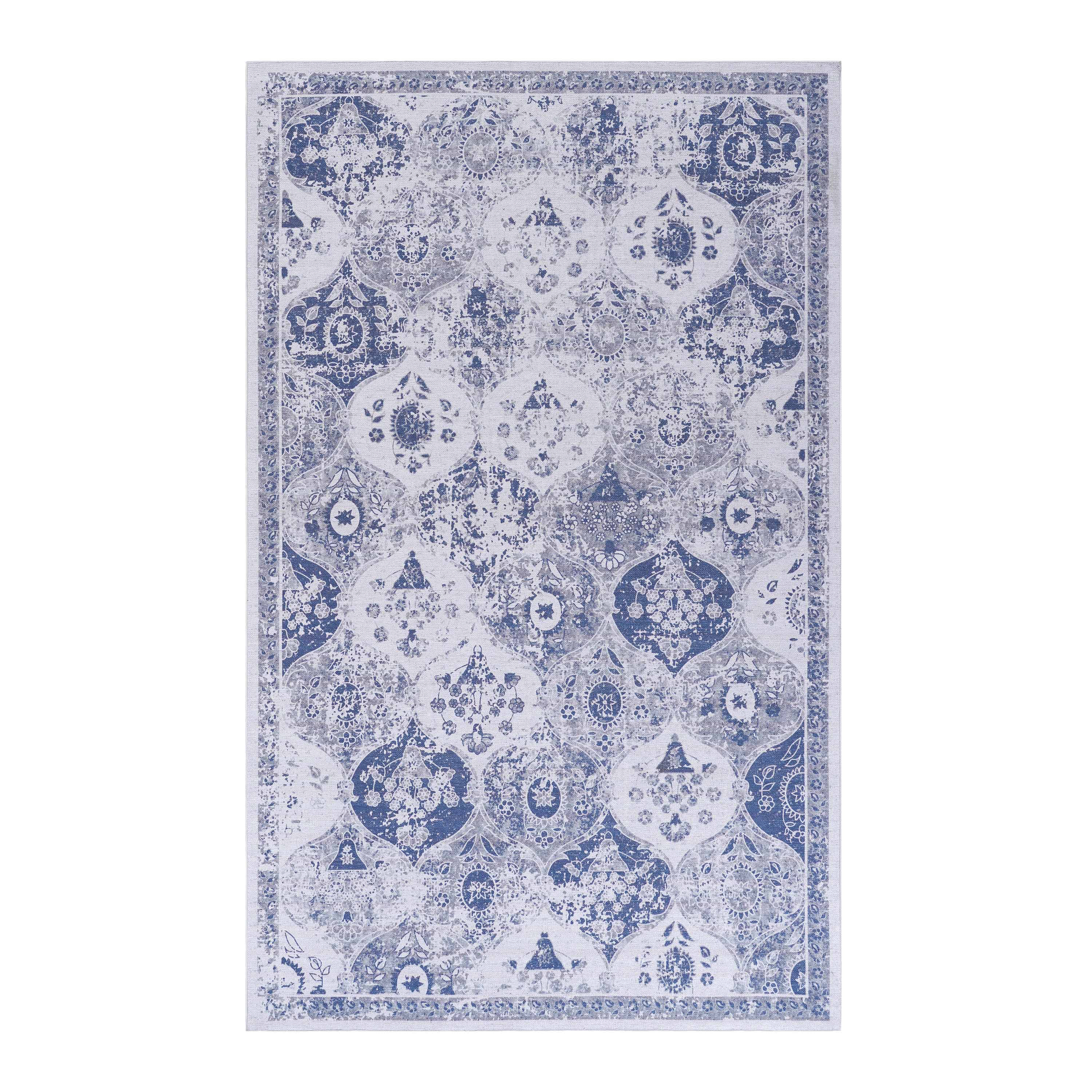 MAVAL Blue Washable Rug 2' X 3' Doormat Rug  Blue, 2' X 3'