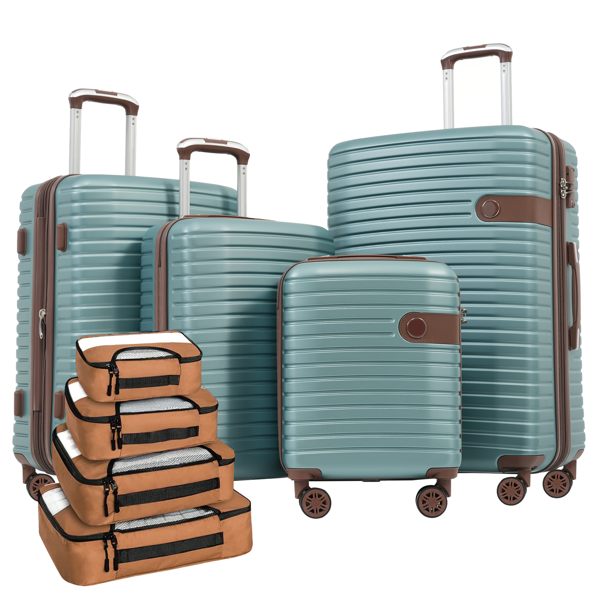 Juego de 4 maletas de viaje rígidas ABS expandibles con cerradura TSA y ruedas