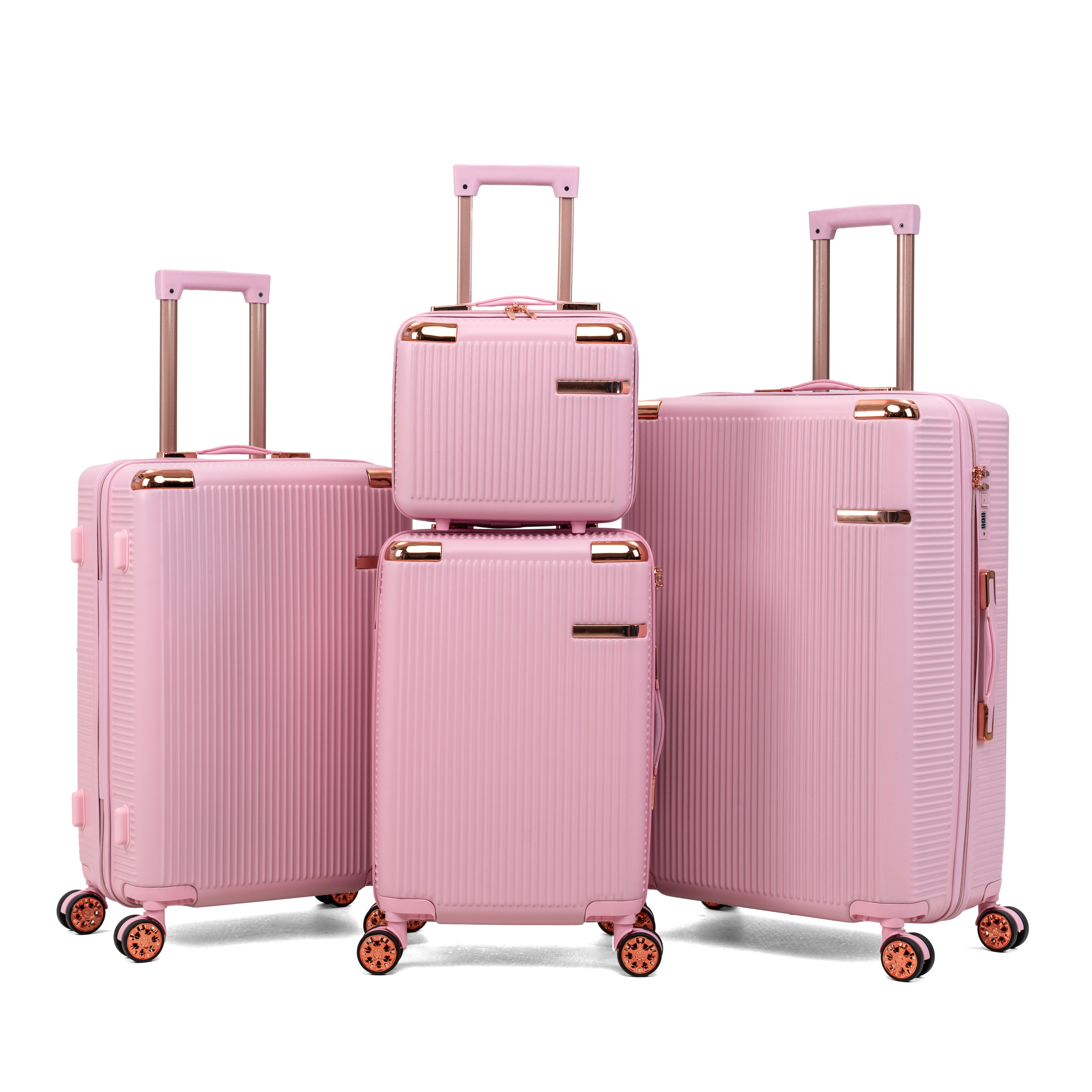 Set de 4 maletas rígidas con ruedas giratorias 360° y cerradura de contraseña