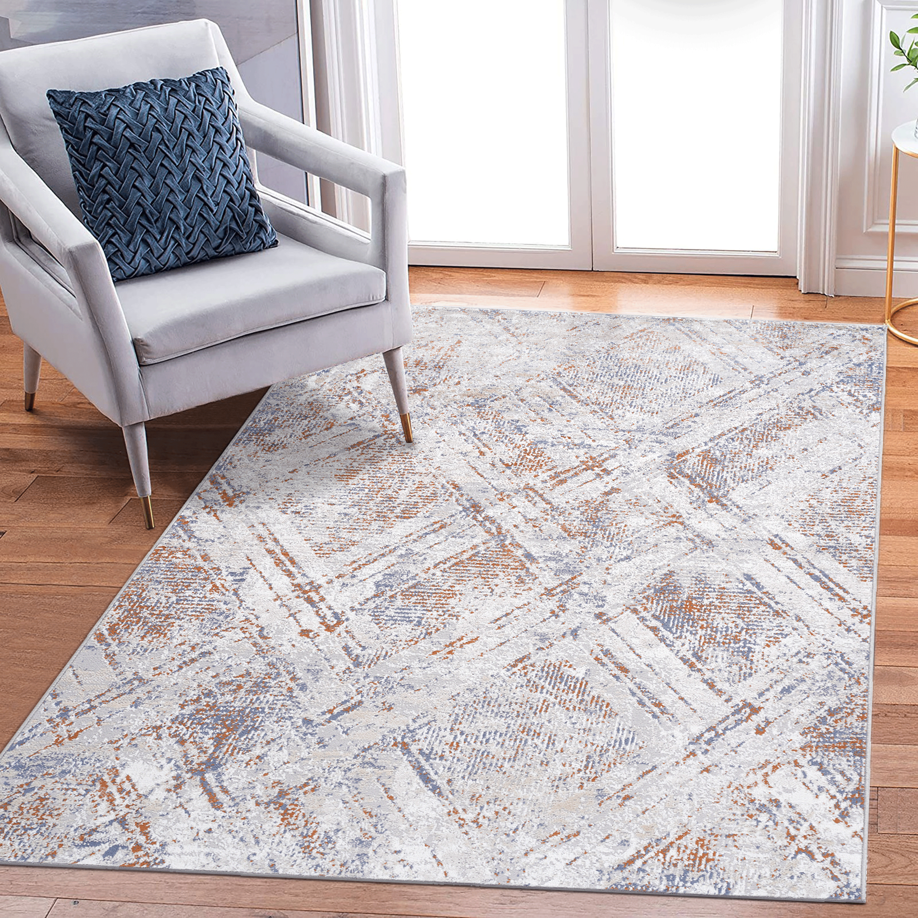 Alfombra de área PAYAS 8x10, beige, diseño geométrico