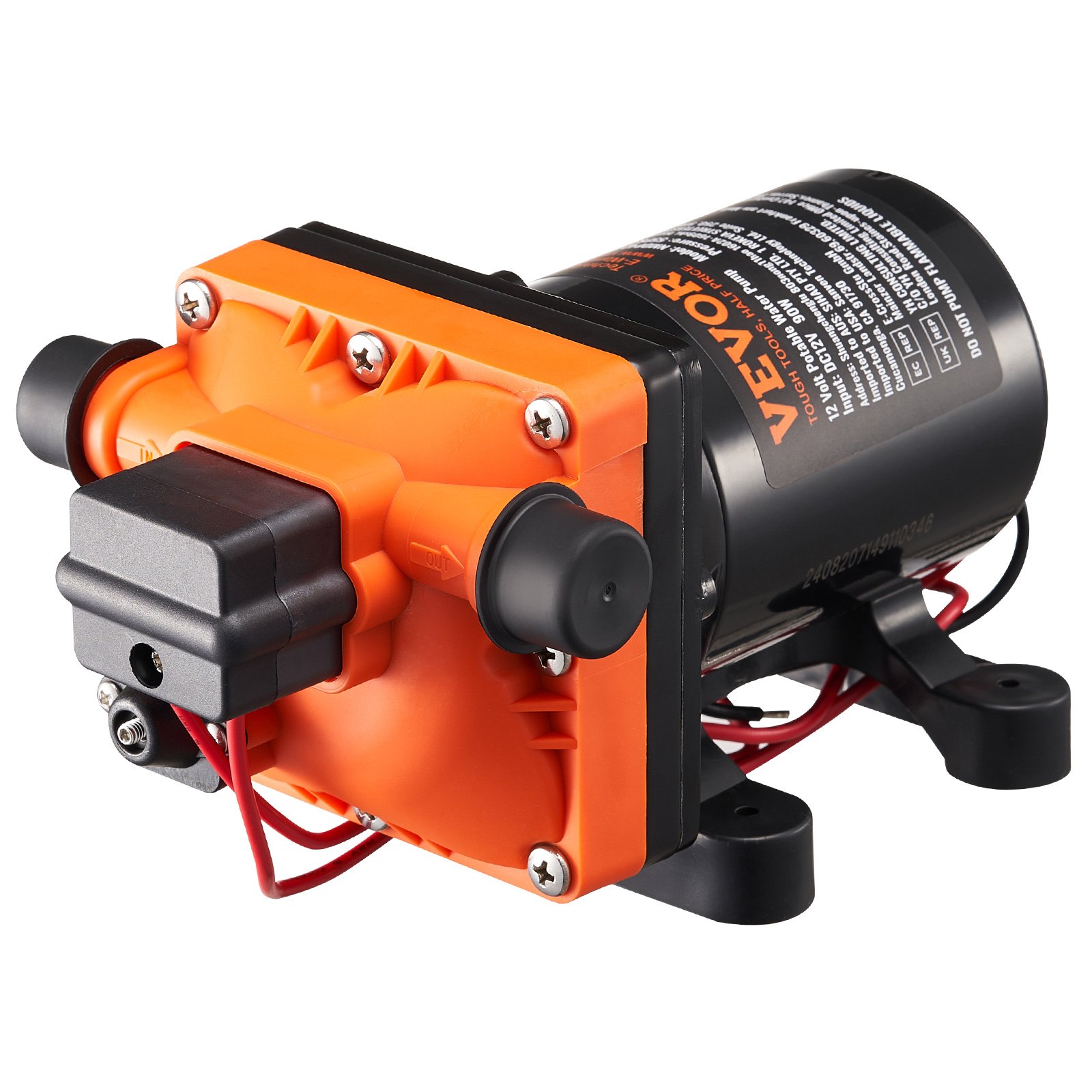 Bomba de diafragma 12V, 3 GPM (11.36 L/min), de 4 cámaras con interruptor de presión