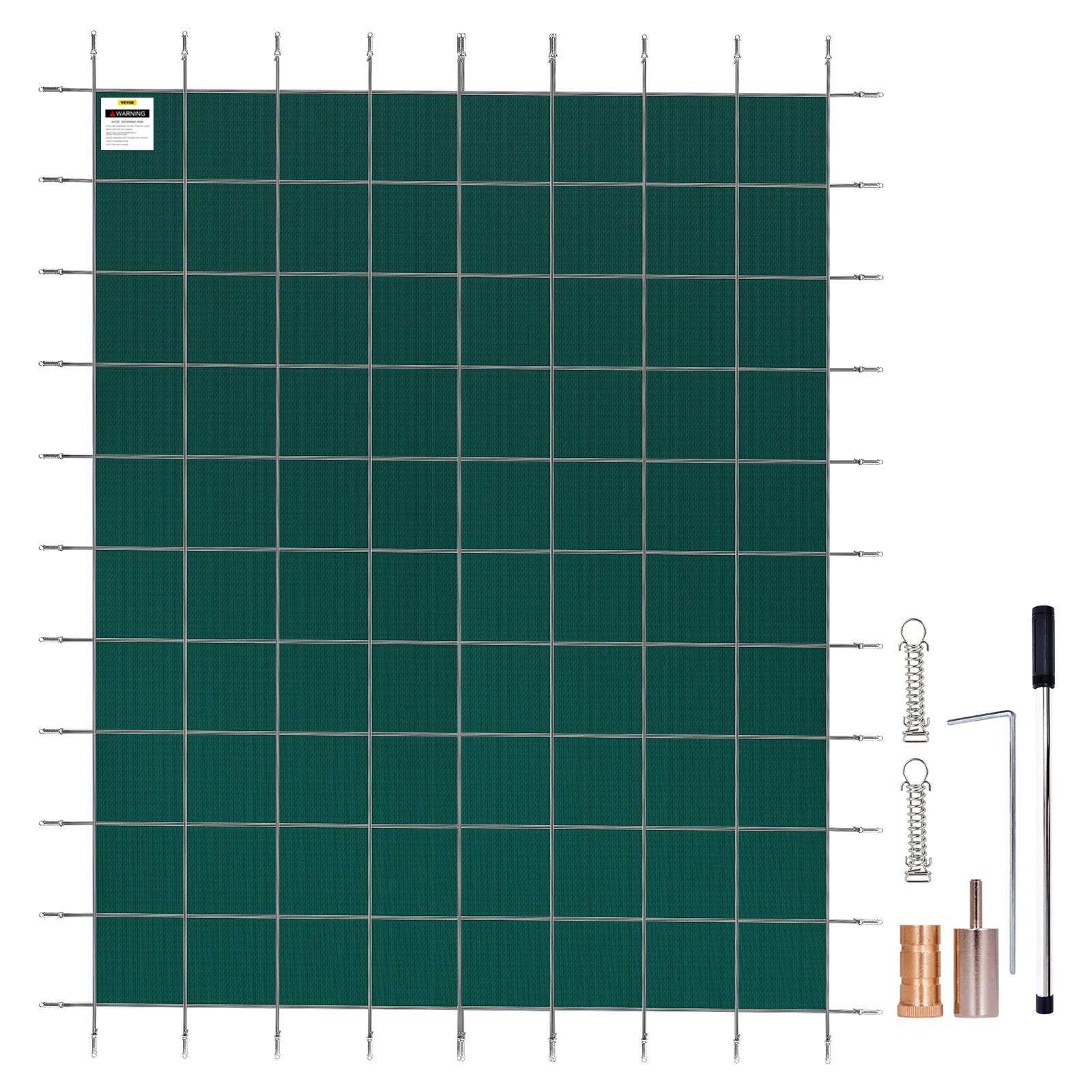 Cubierta de seguridad para piscina rectangular de 16x30 pies, malla verde.