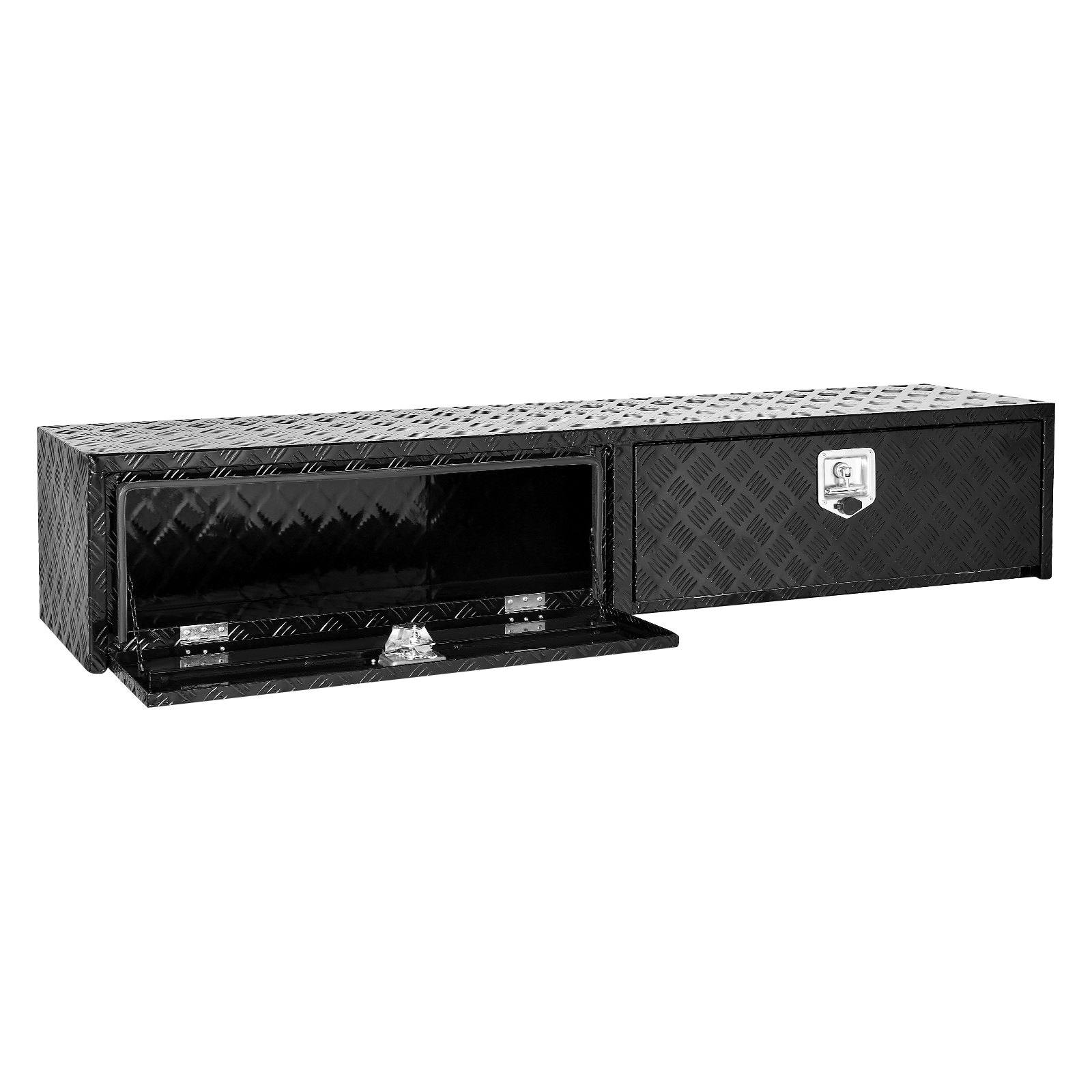 Caja de herramientas para camión, 72x13x16 pulgadas, aluminio negro, doble puerta