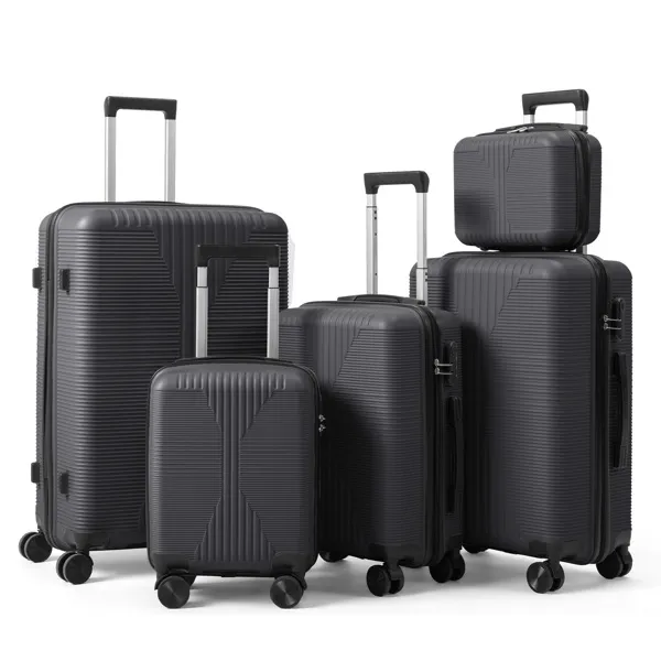 Non-TSA Customs Lock 5-in-1 PP Trolley Case, 12in, 16in, 20in, 24in, 28in, PP, Dark Gray