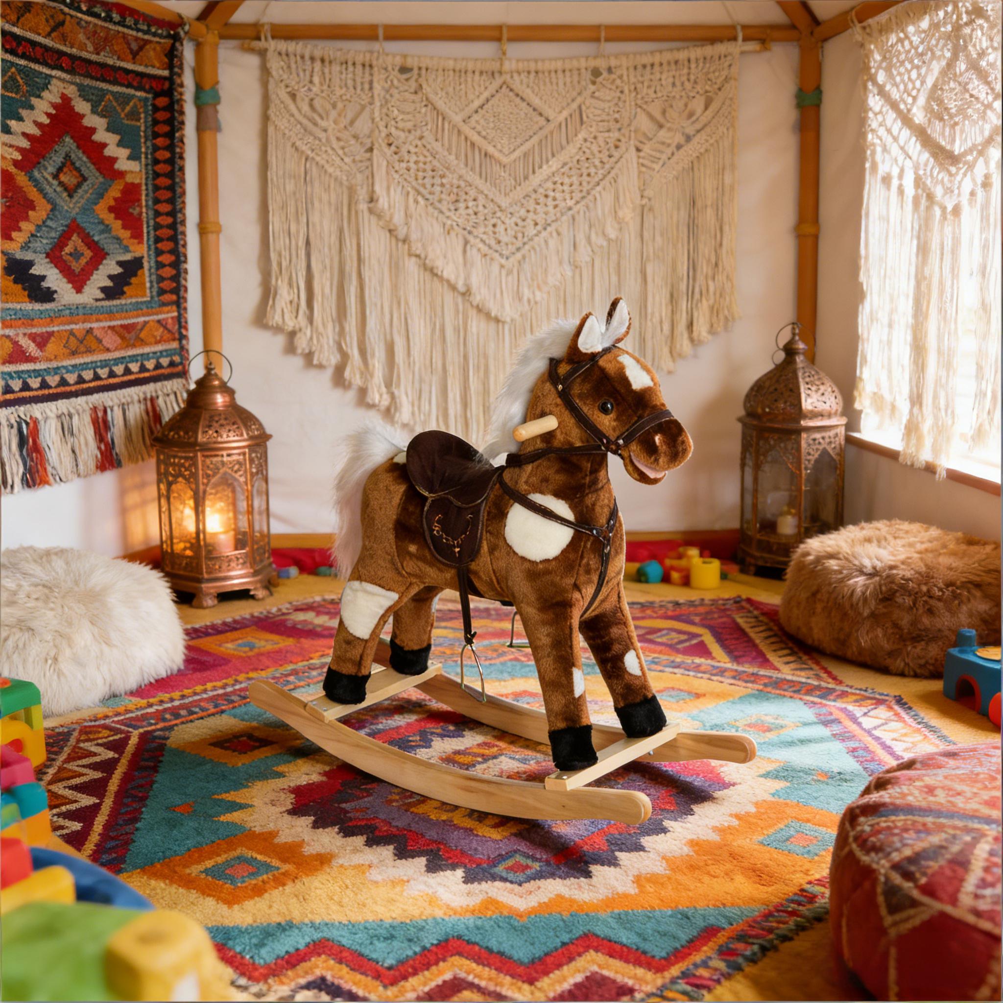 Caballo mecedor de peluche para niños
