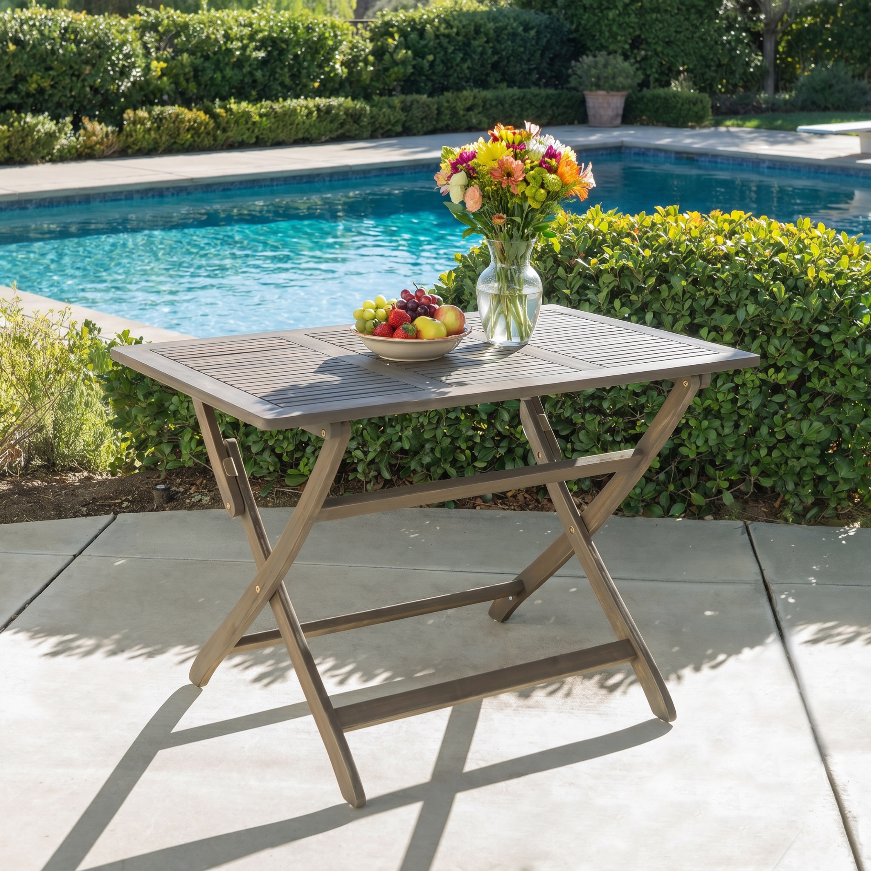 POSITANO 43.5   Foldable Table,Outdoor Acacia Wood Table