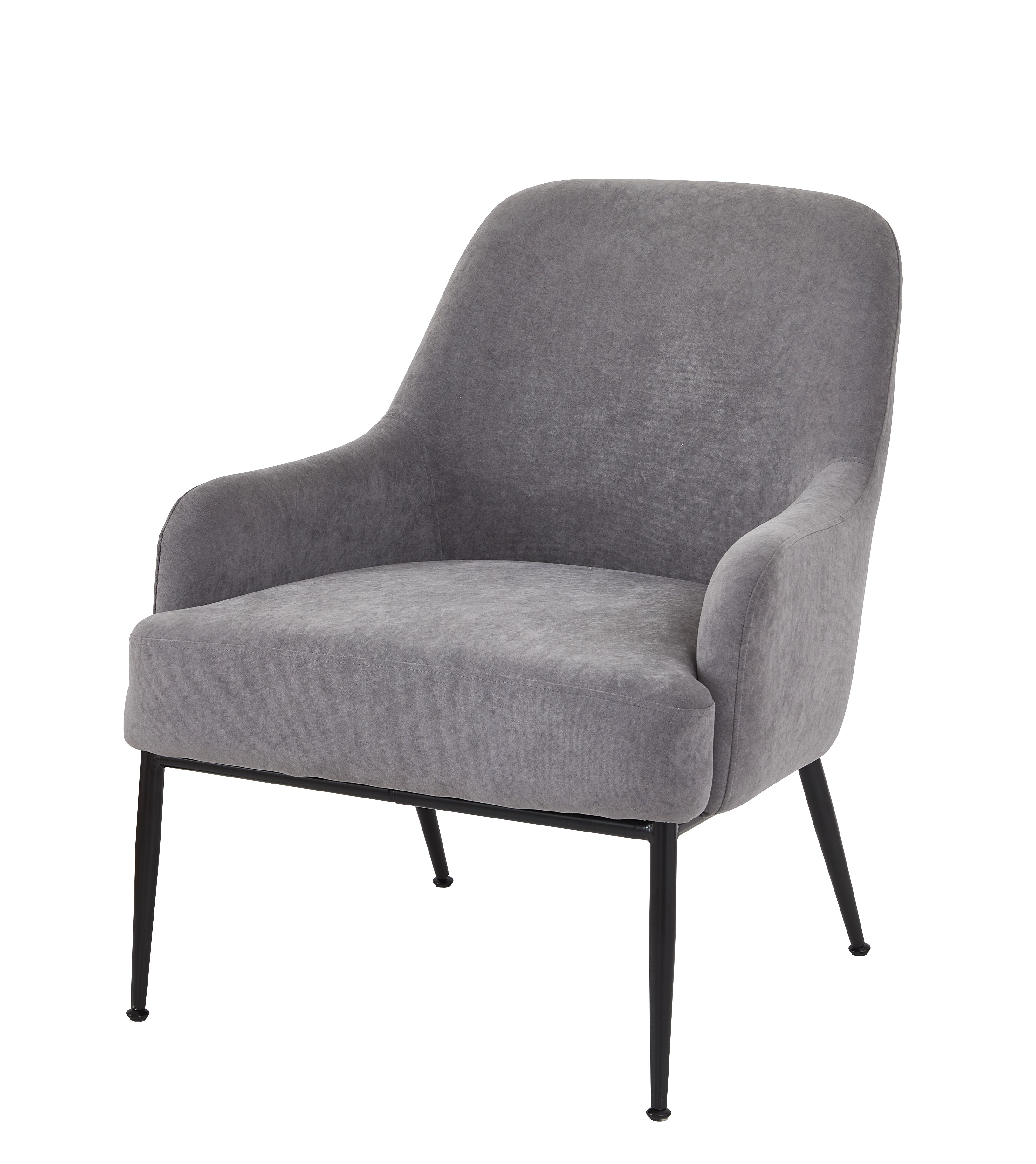 Grey Velvet Accent Chair, Modern Upholstered Armchair With Metal Legs, Comfy Side Chair For Living Room Bedroom