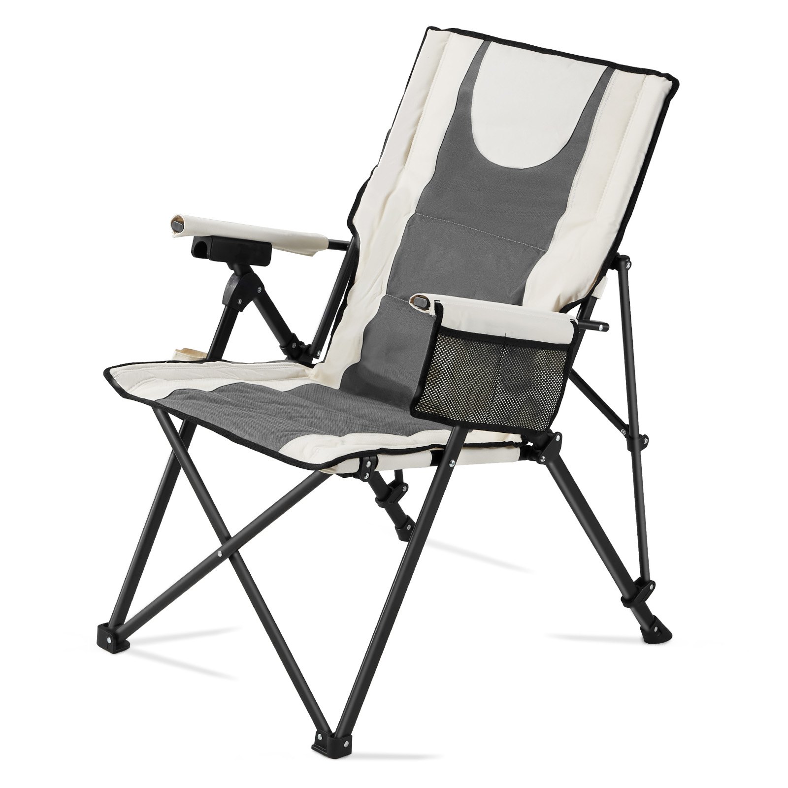 Silla de camping plegable con 3 posiciones de reclinado, 260 libras, acolchada.